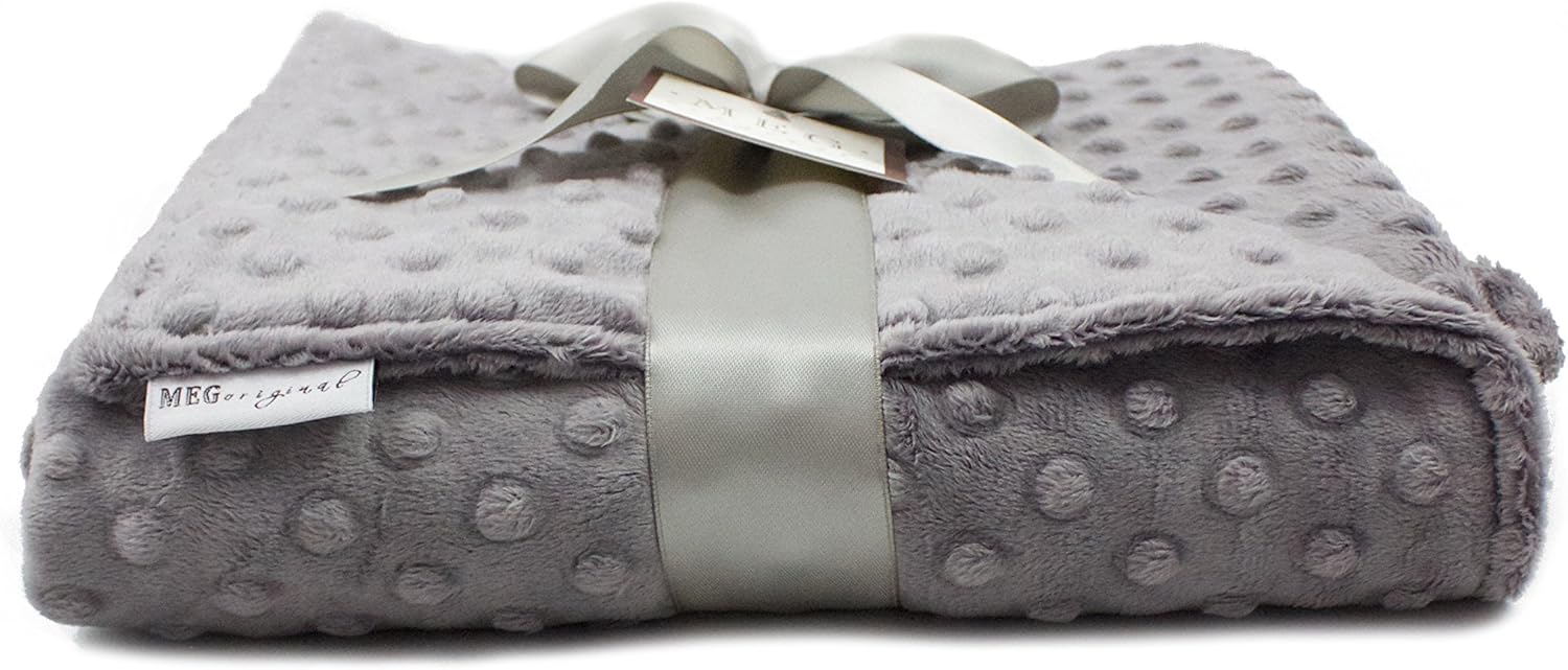 Charcoal Grey Minky Dot Baby Blanket 30x30
