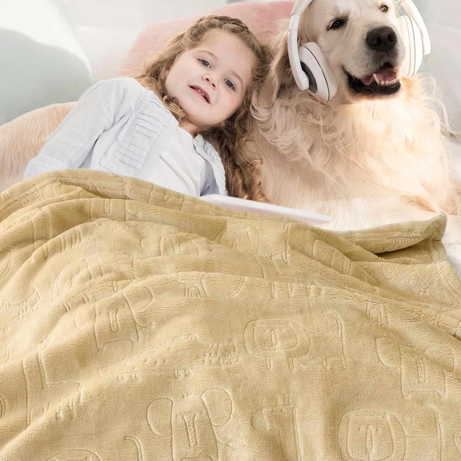 BORITAR 3D Printed Animal Baby Blanket Khaki 30x40 Inch