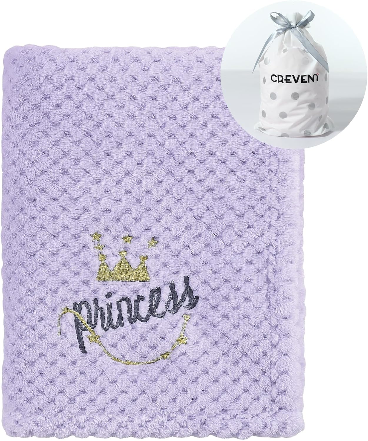 CREVENT 30X40 Fluffy Warm Baby Blanket for Girls - Purple Crown