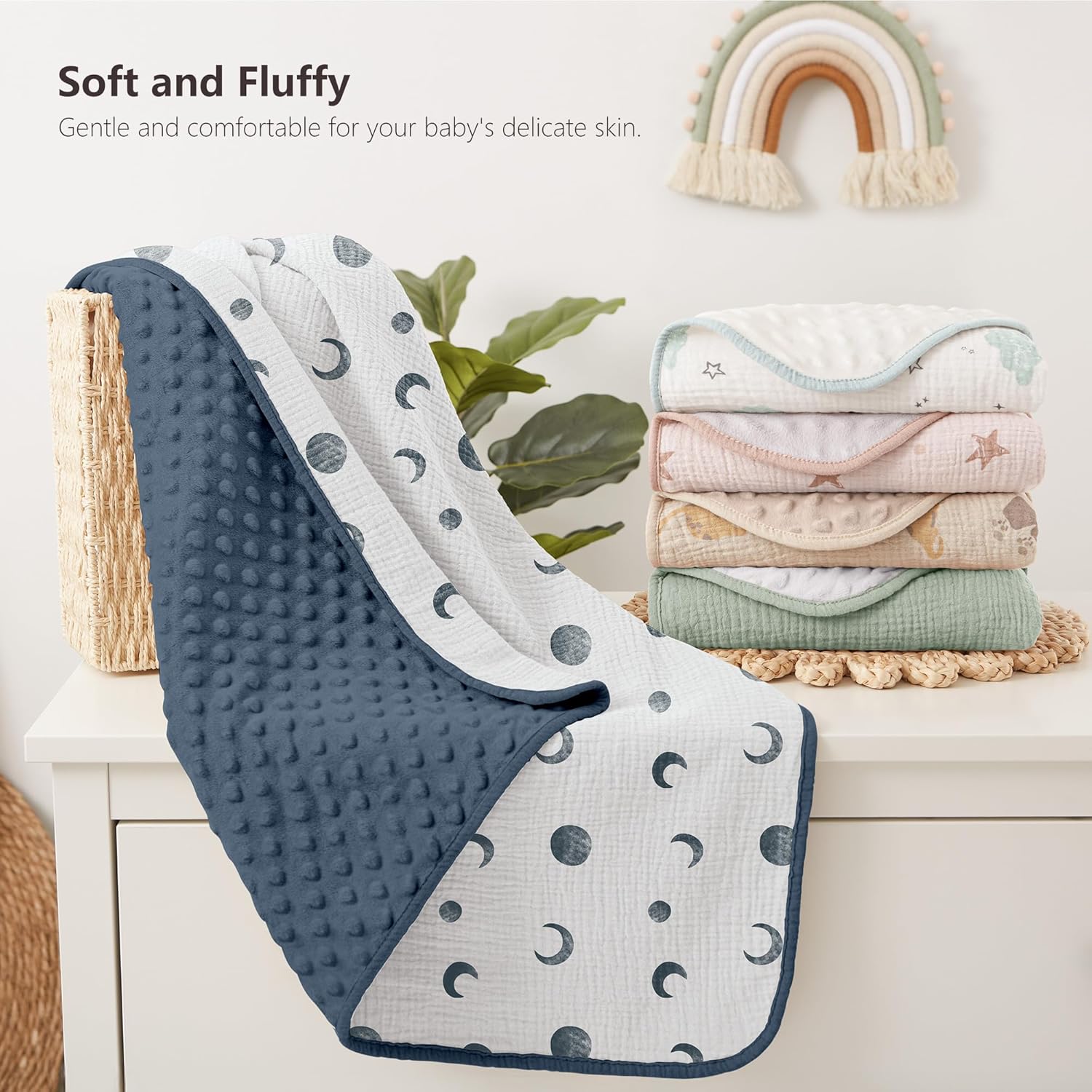 Susurration Baby Blanket 2 Pack Bluemoon Navy Blue