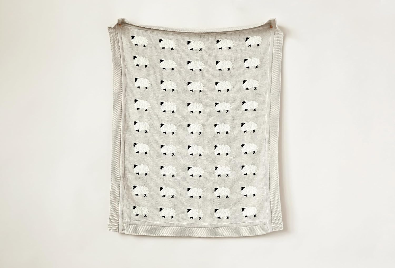 Creative Co-Op Grey Cotton Knit Sheep Blanket