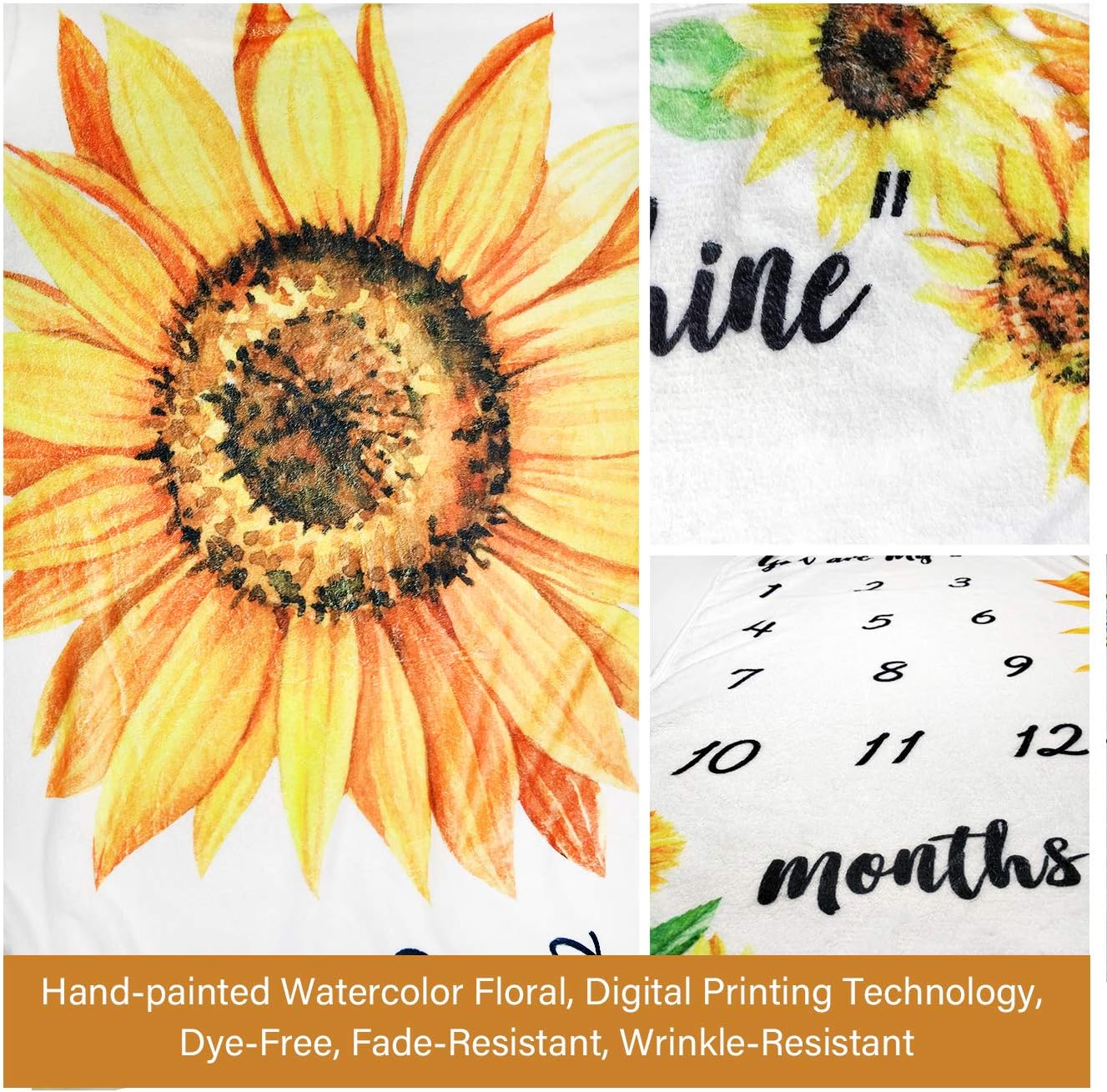 Tebaby Baby Monthly Milestone Blanket - Sunflower