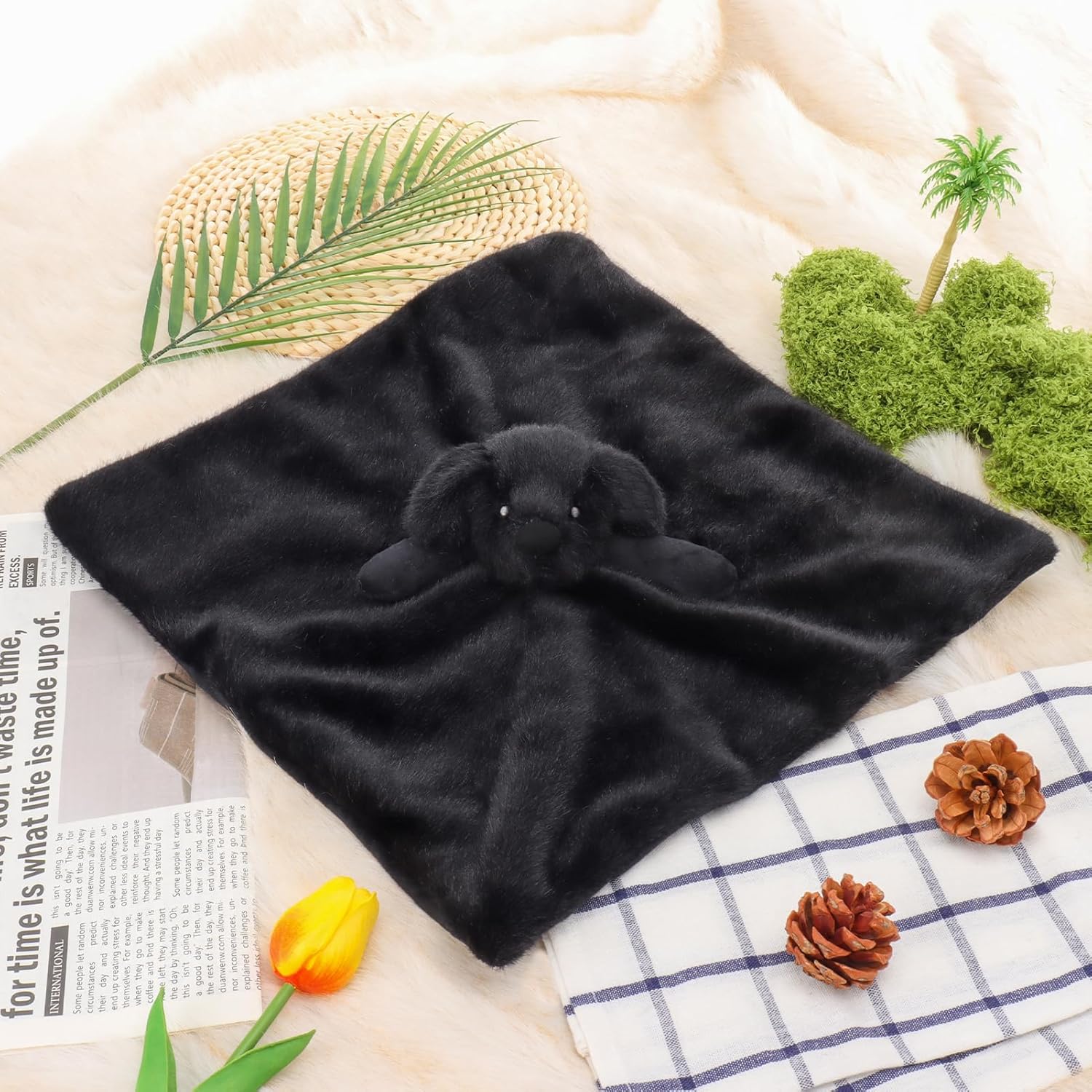 Apricot Lamb 14-Inch Black Labrador Security Blanket for Babies