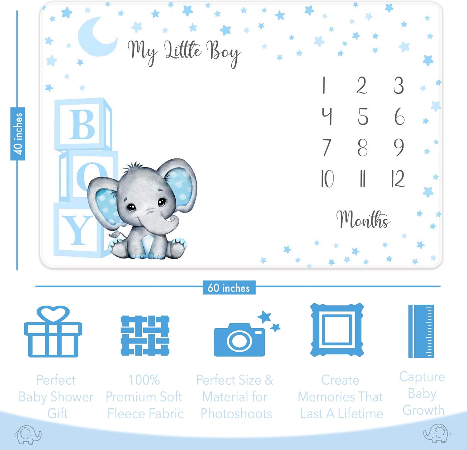 Amity Baby Monthly Milestone Blanket for Boy 1