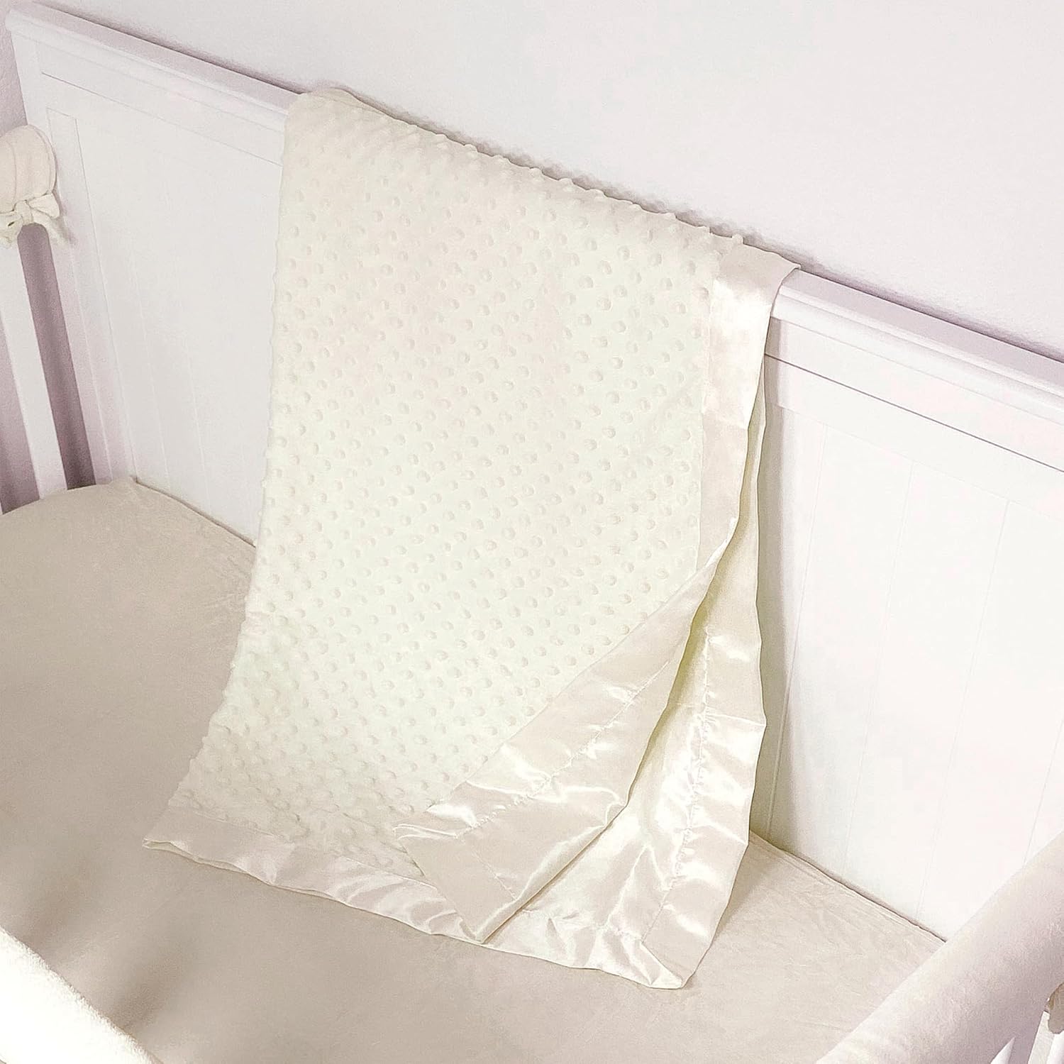 American Baby Company Heavenly Soft Chenille Receiving Blanket Cream 30 x 40