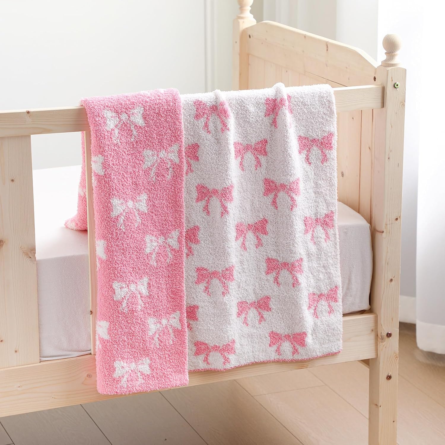 30x40 Pink Bow Microfiber Baby Blanket