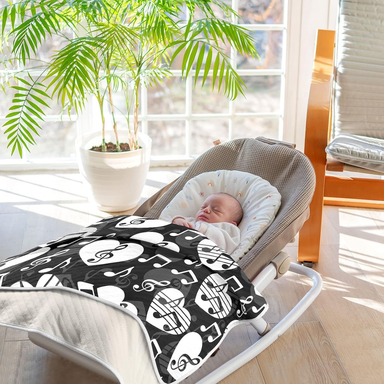 Love Music Notes Baby Blanket 30x40in Crib Stroller Blanket