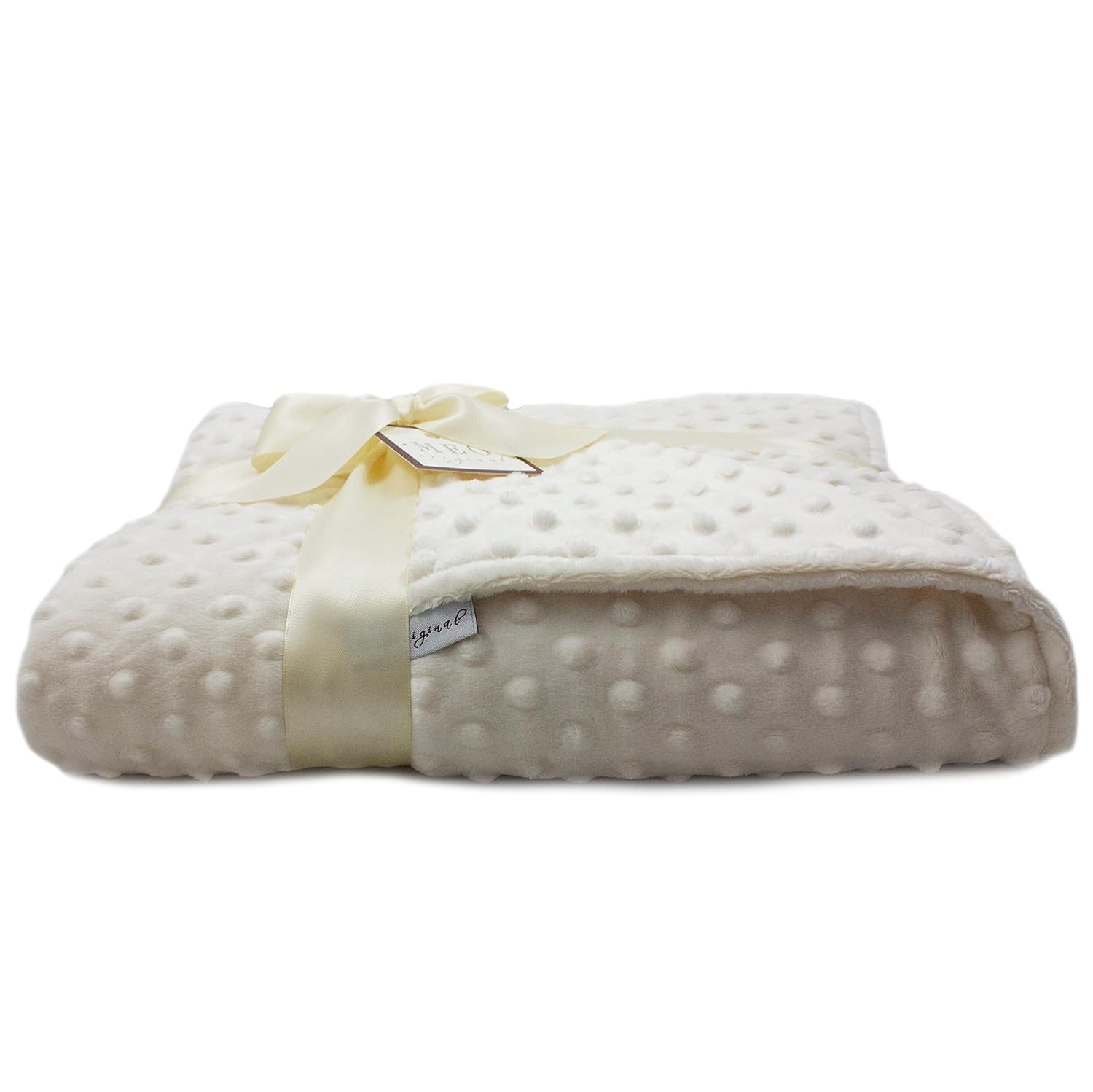 Ivory Minky Dot Crib Blanket for Baby Toddler 30x51