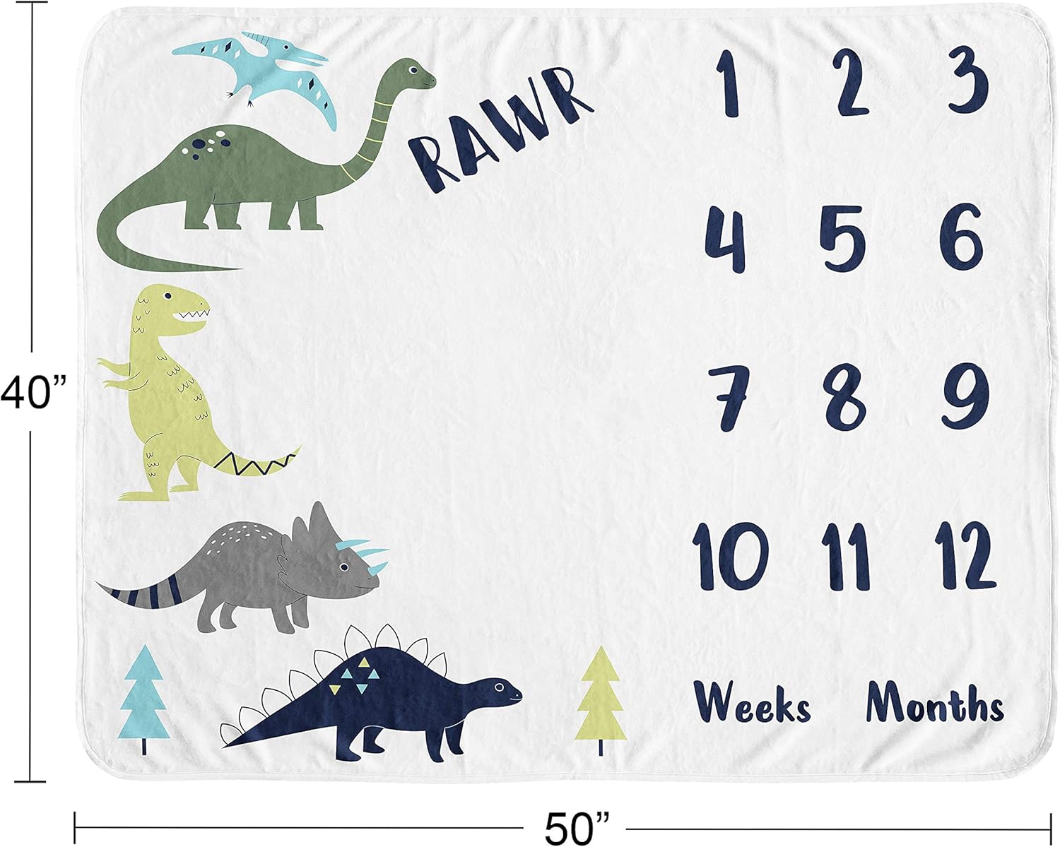 Sweet Jojo Designs Dino Boy Growth Mat Blanket