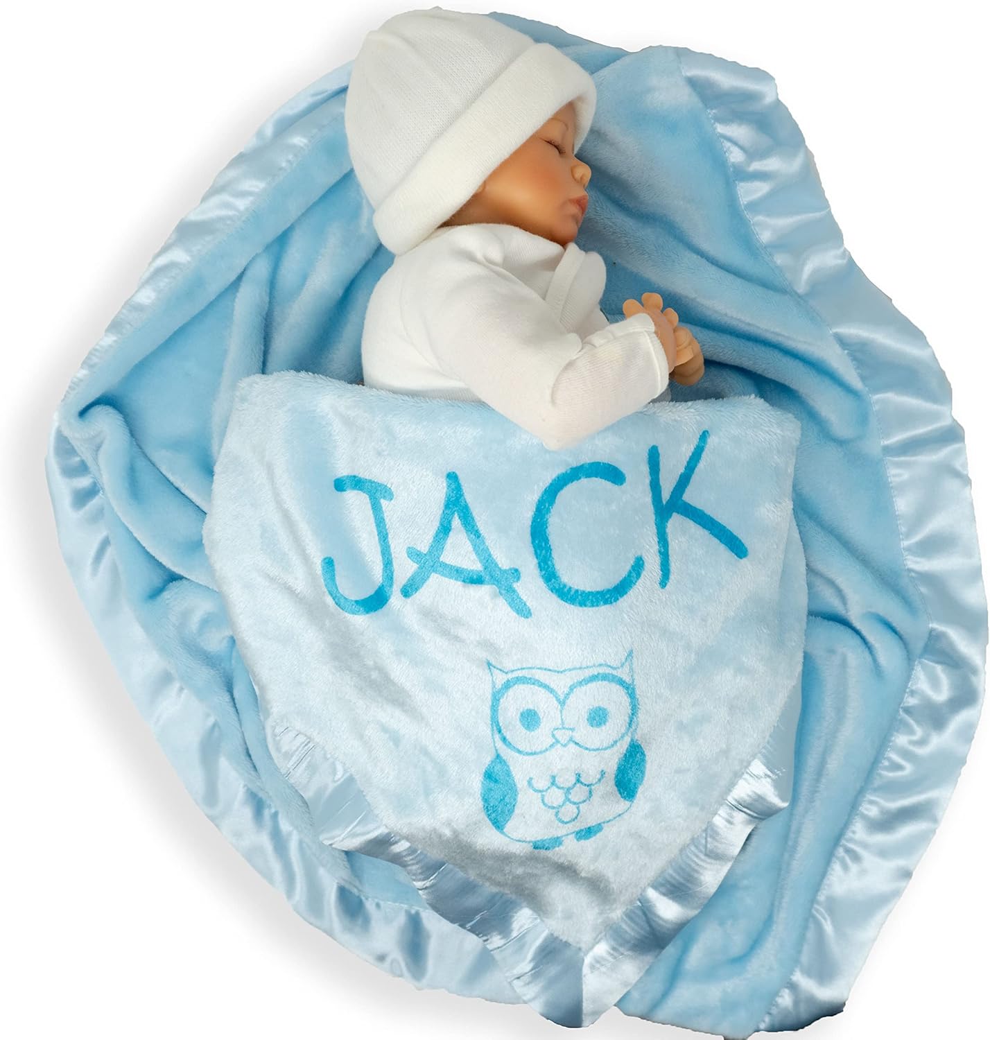 Custom Catch Personalized Owl Baby Blanket for Boy