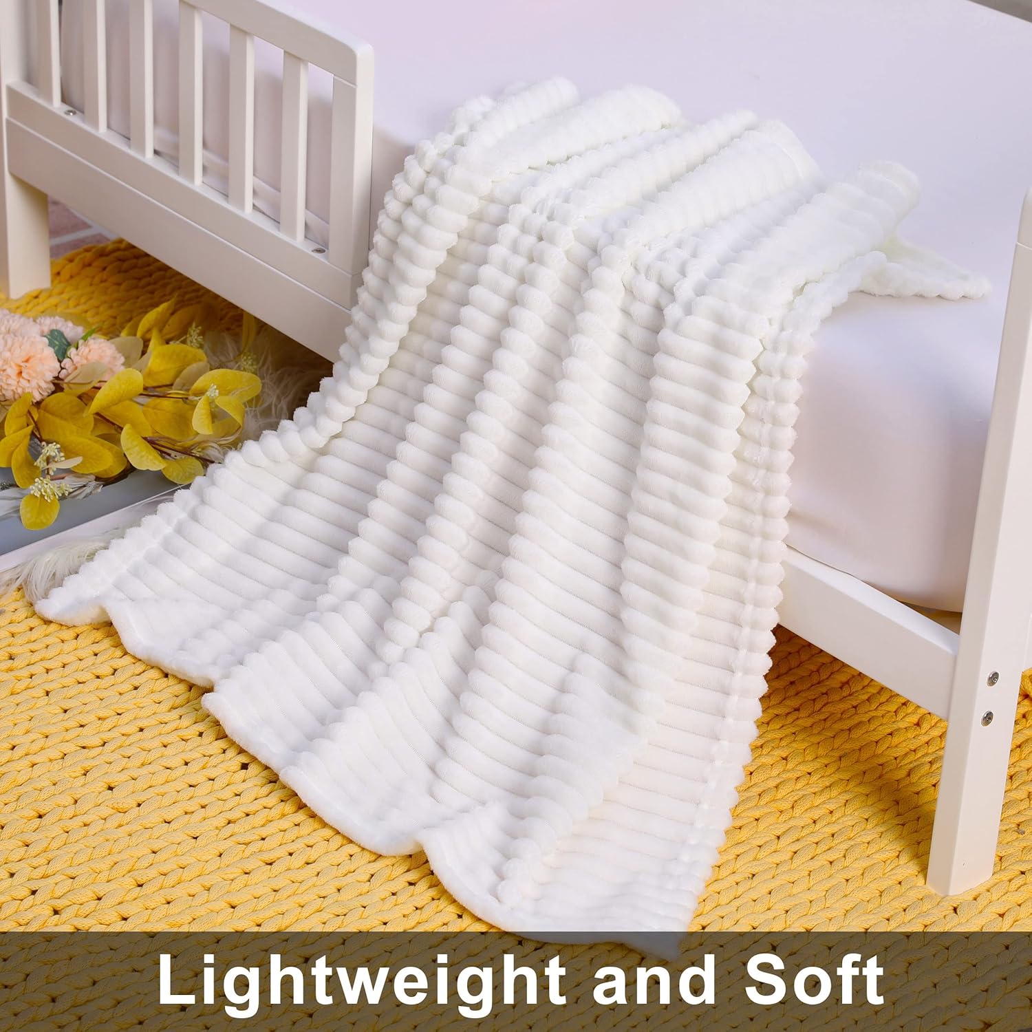 NTBAY Plush Flannel Baby Blanket 30x40 Inches Soft and Warm Striped Design