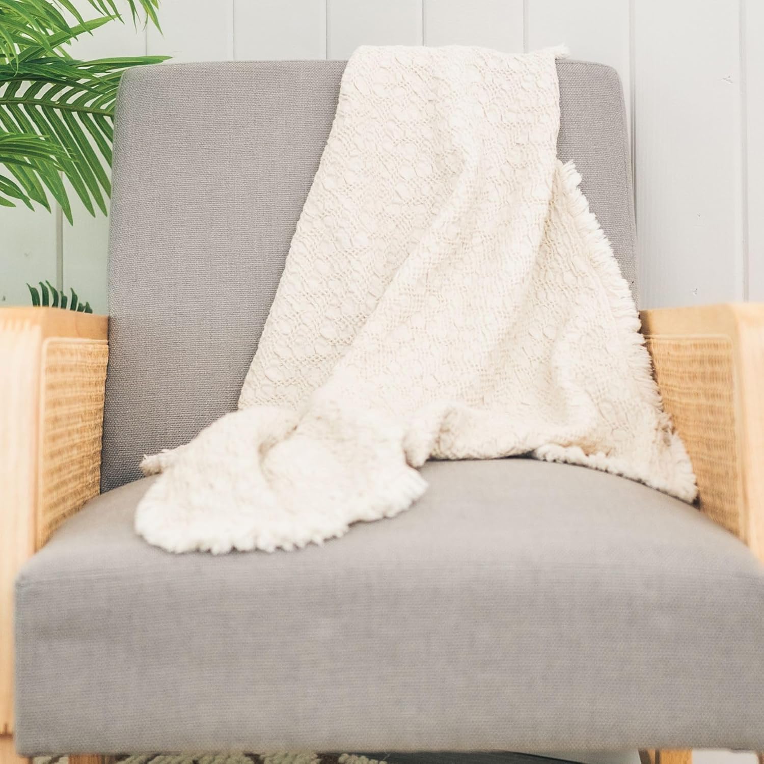 Crane Baby Oatmeal Boho Knit Blanket 30x40
