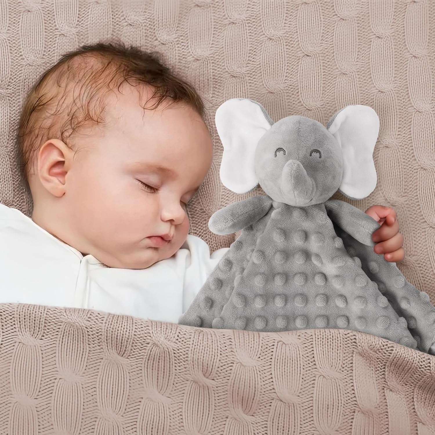 MOVEPAI Gray Elephant Baby Security Blanket 16 Inch