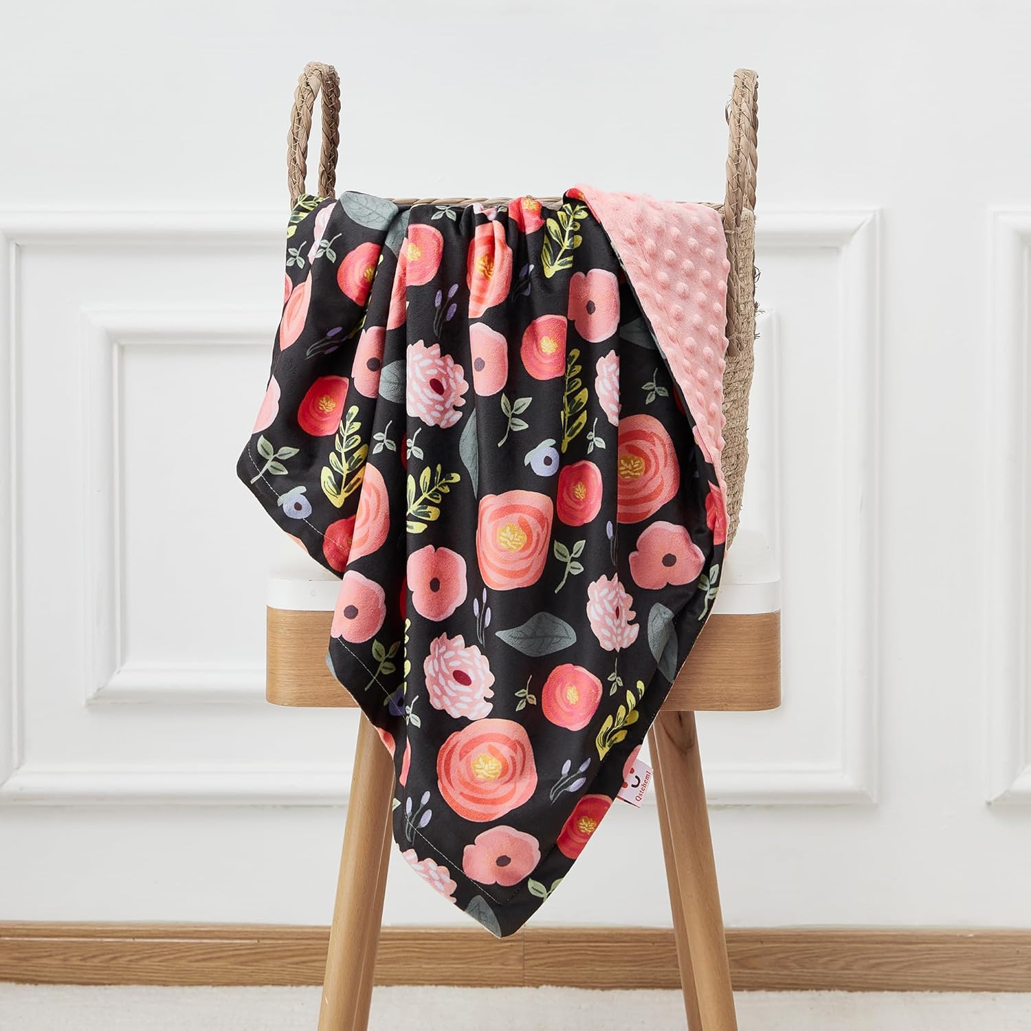 QSTEHEML Double Layer Baby Blanket with Dotted Backing