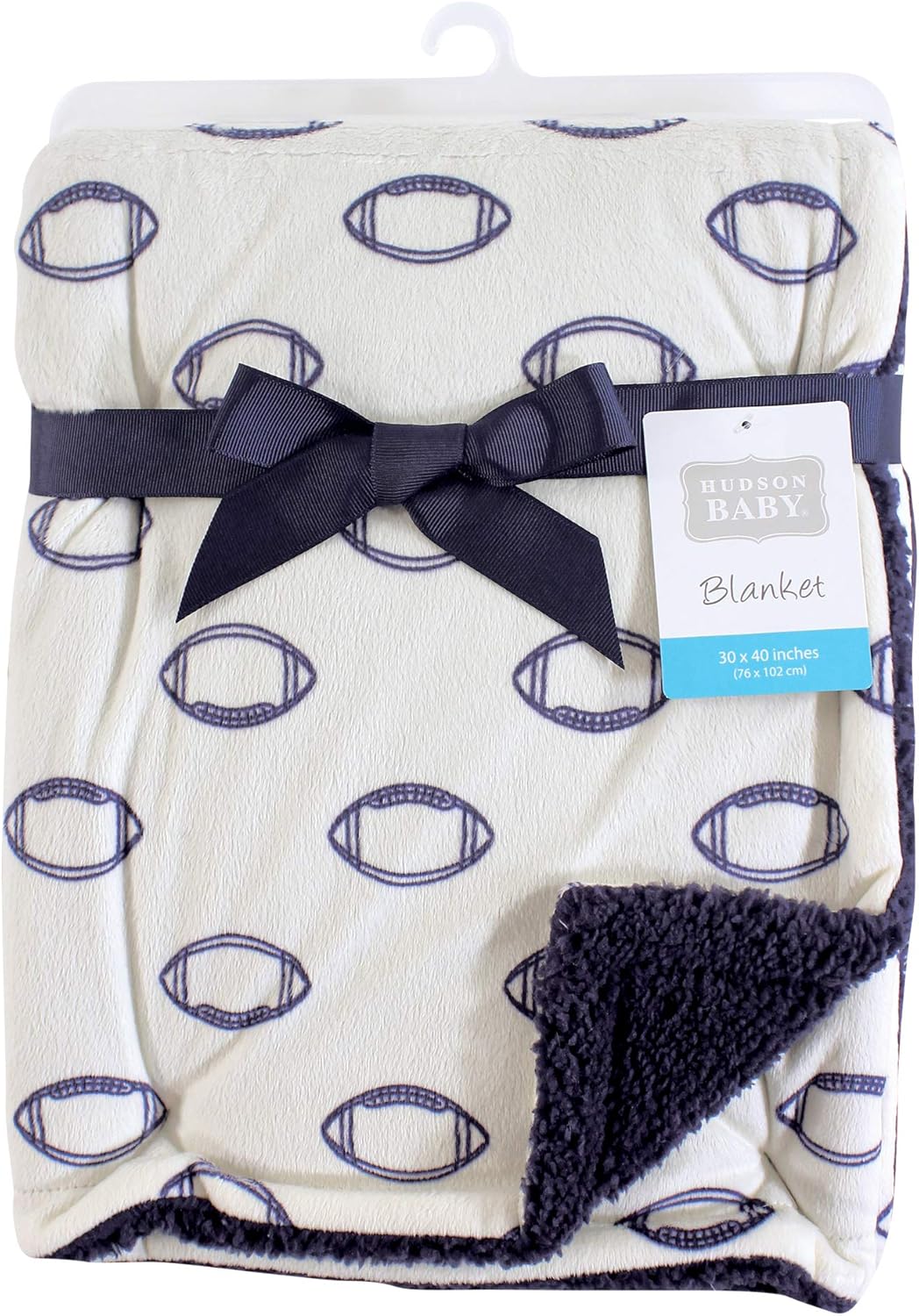 Hudson Baby Plush Mink and Sherpa Blanket Football One Size