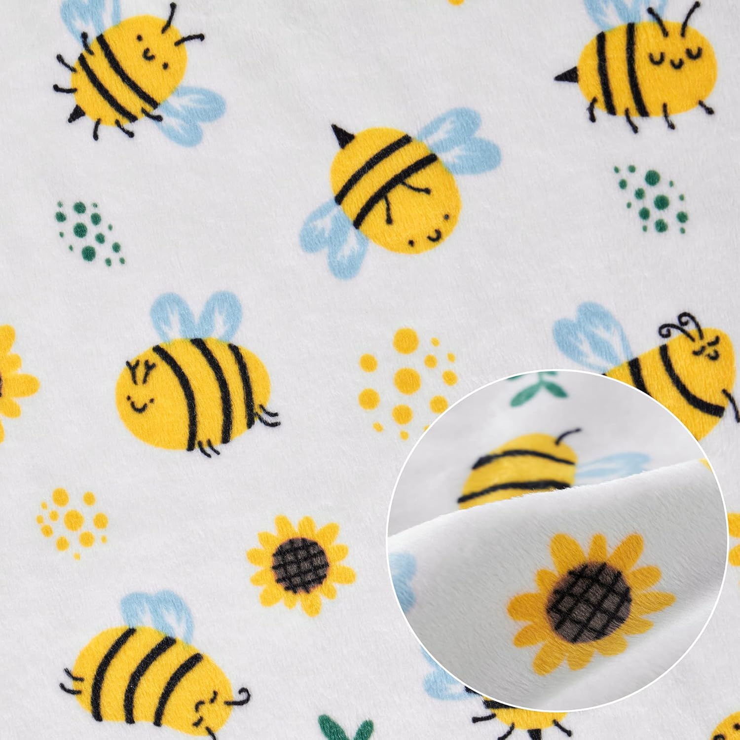 DaysU Silky Micro Plush Baby Blanket with Yellow Bee Print