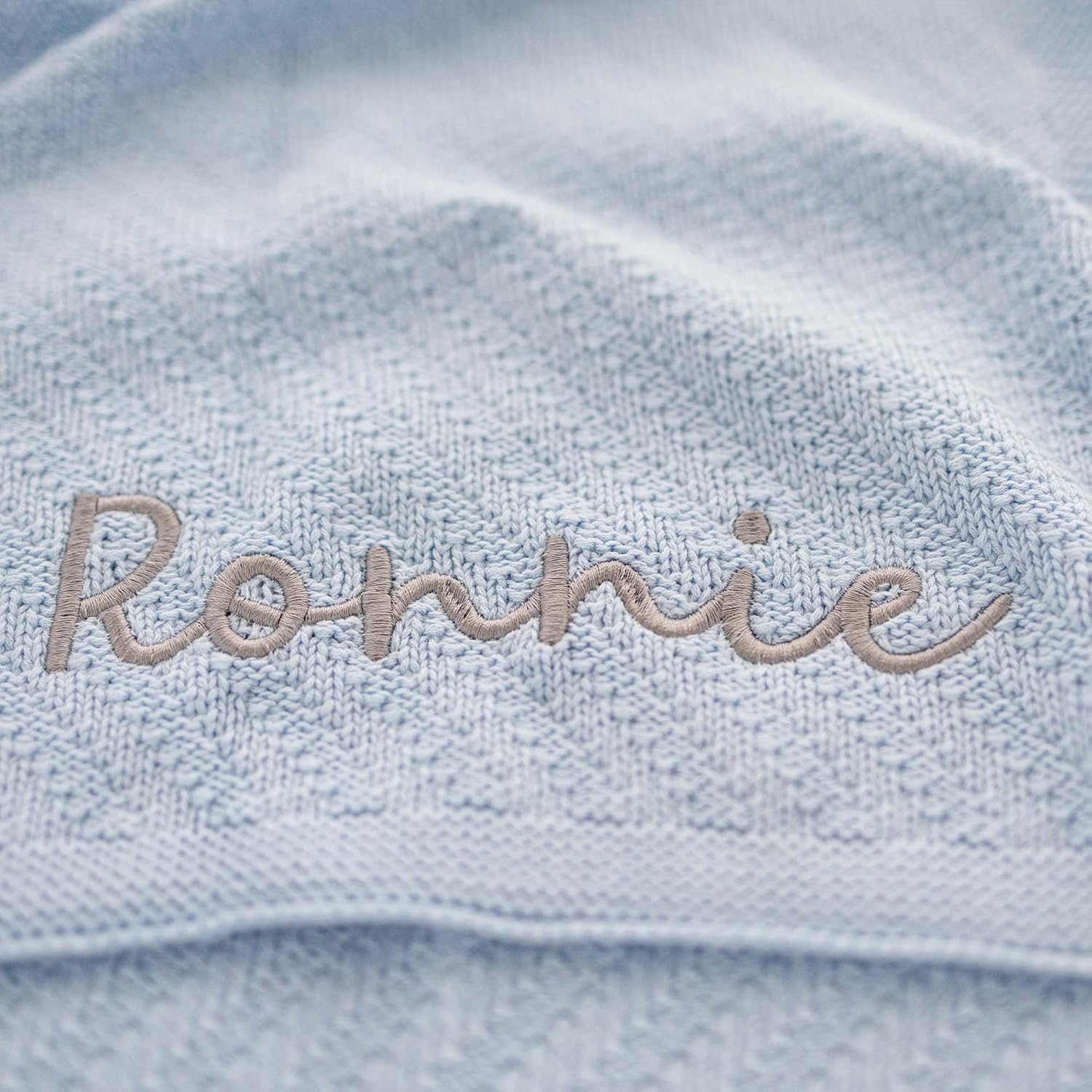 Custom Knit Baby Blanket with Embroidery - Personalized Name Blanket