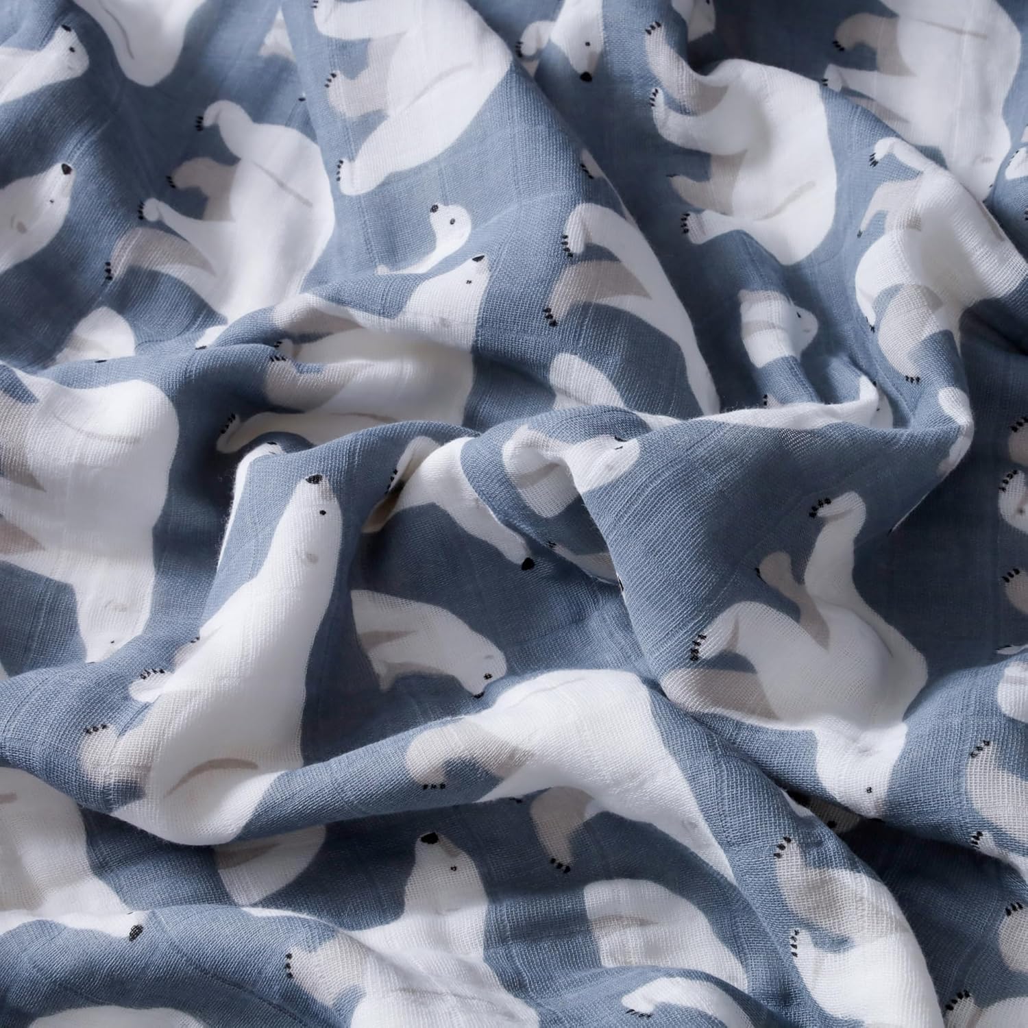 ZPECC Polar Bear Muslin Blanket 47x47 Thick Organic Cotton Toddler Blanket