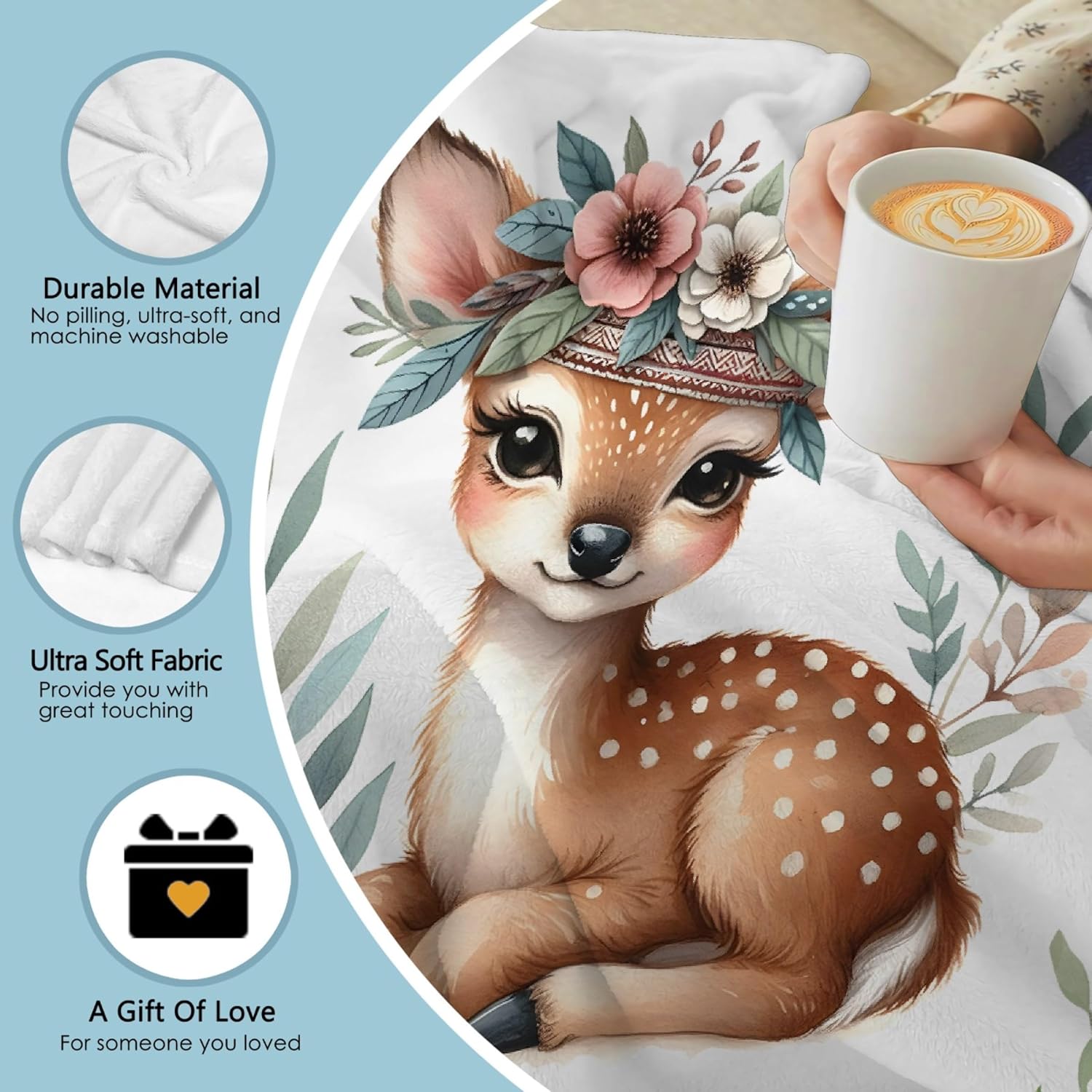 Aniruddha Personalized Deer Baby Blanket Toddler Size 30x40