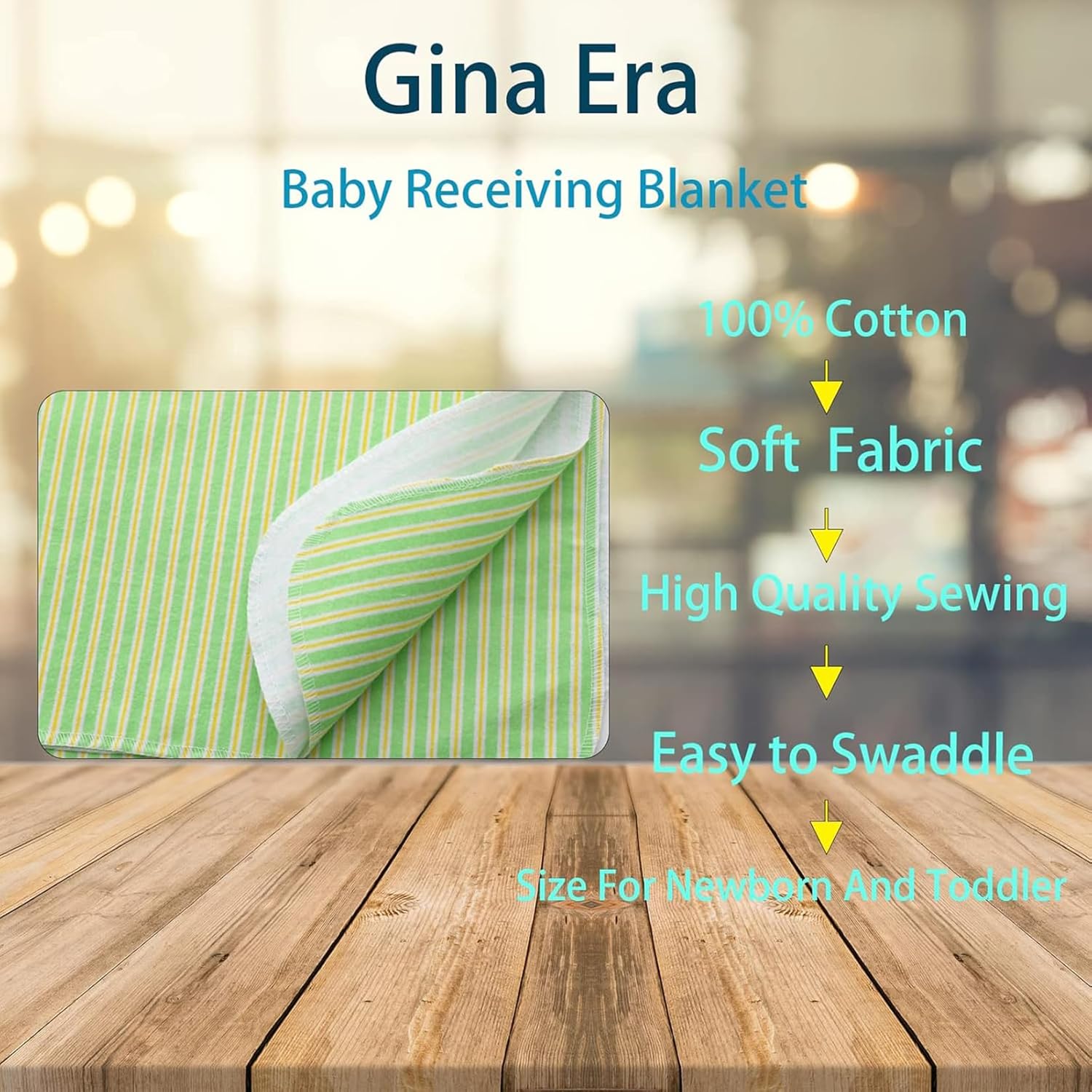 Gina Era 4 Pack Baby Flannel Receiving Blankets 30x30 Inches