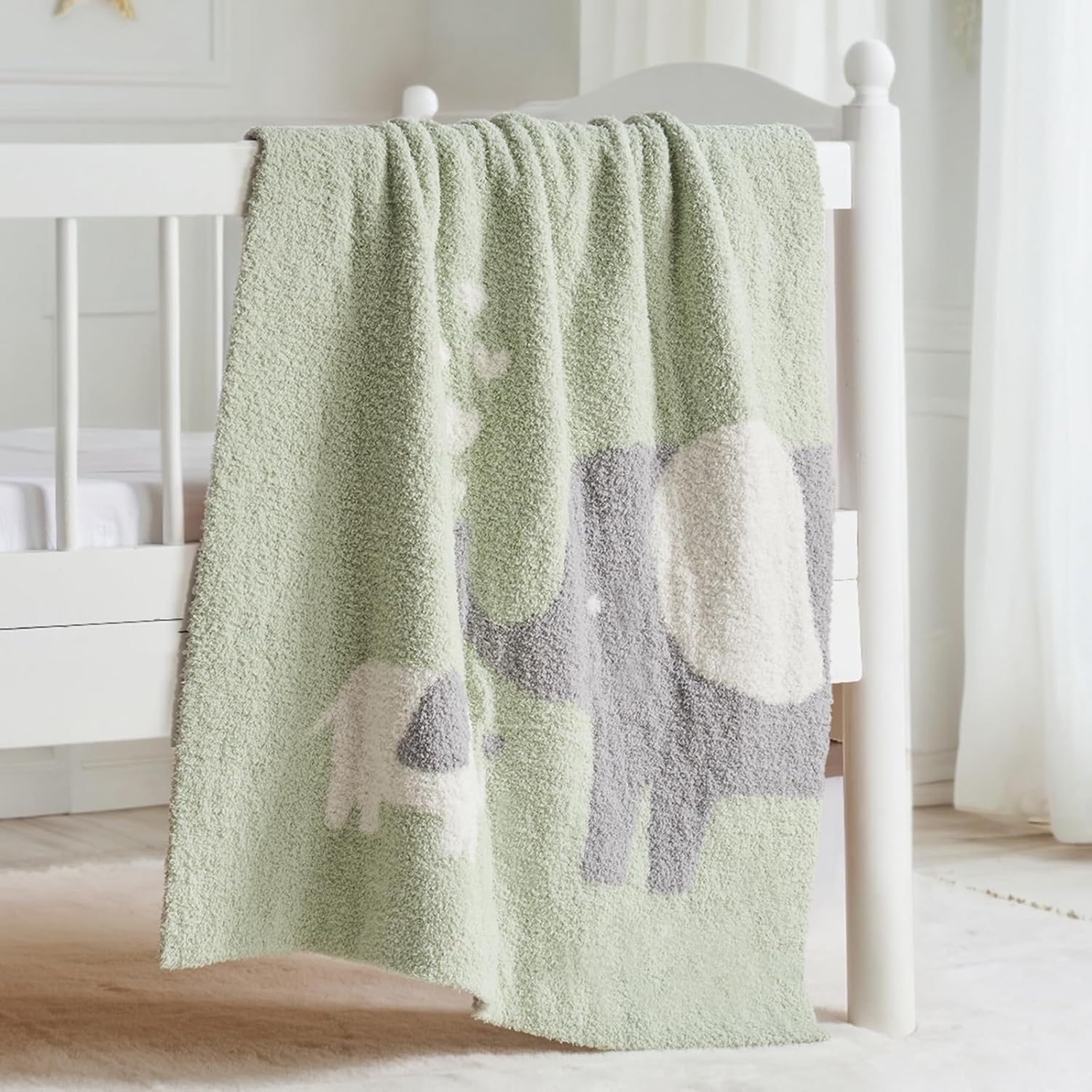 EVERGRACE Soft Plush Baby Blanket with Animal Print
