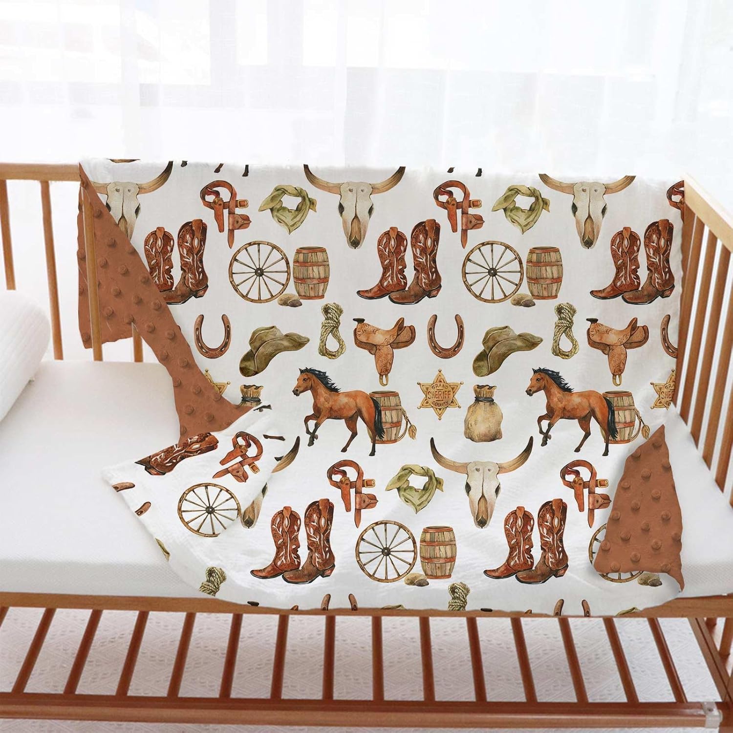 Western Cowboy Baby Blanket for Boys 30x40 Inch