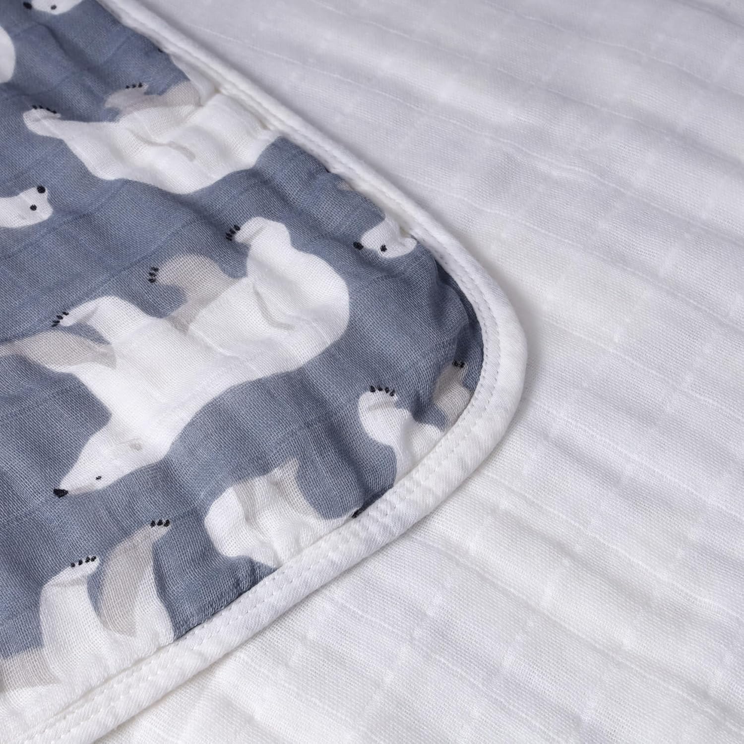 ZPECC Polar Bear Muslin Blanket 47x47 Thick Organic Cotton Toddler Blanket