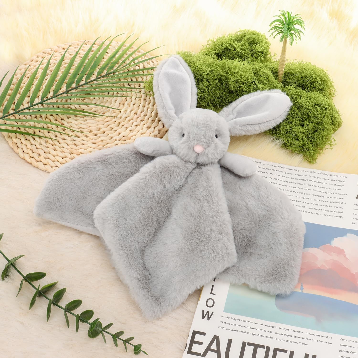 Apricot Lamb Grey Bunny Security Blanket for Baby