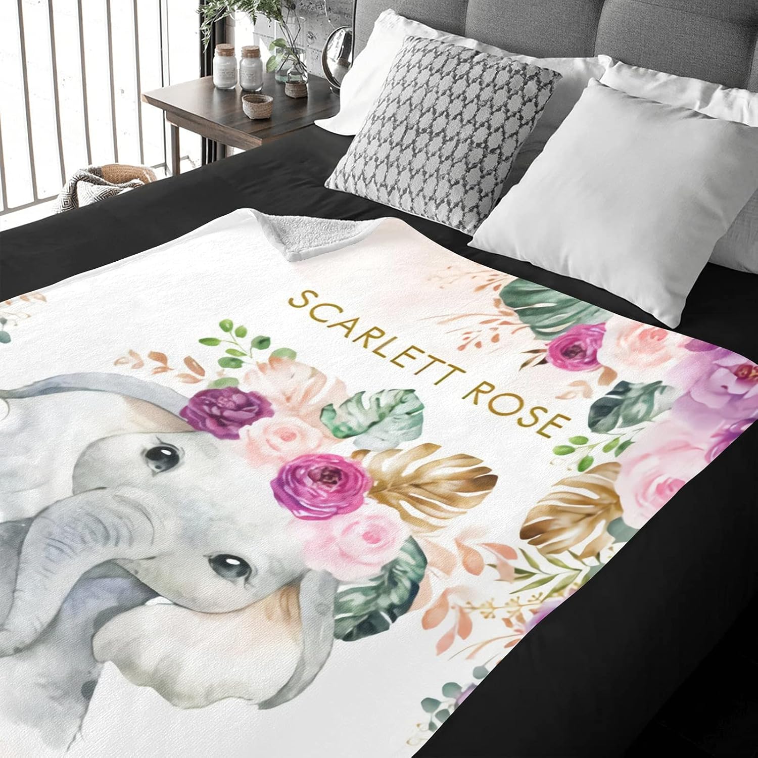 Personalized Elephant Baby Blanket with Name - Soft and Cozy