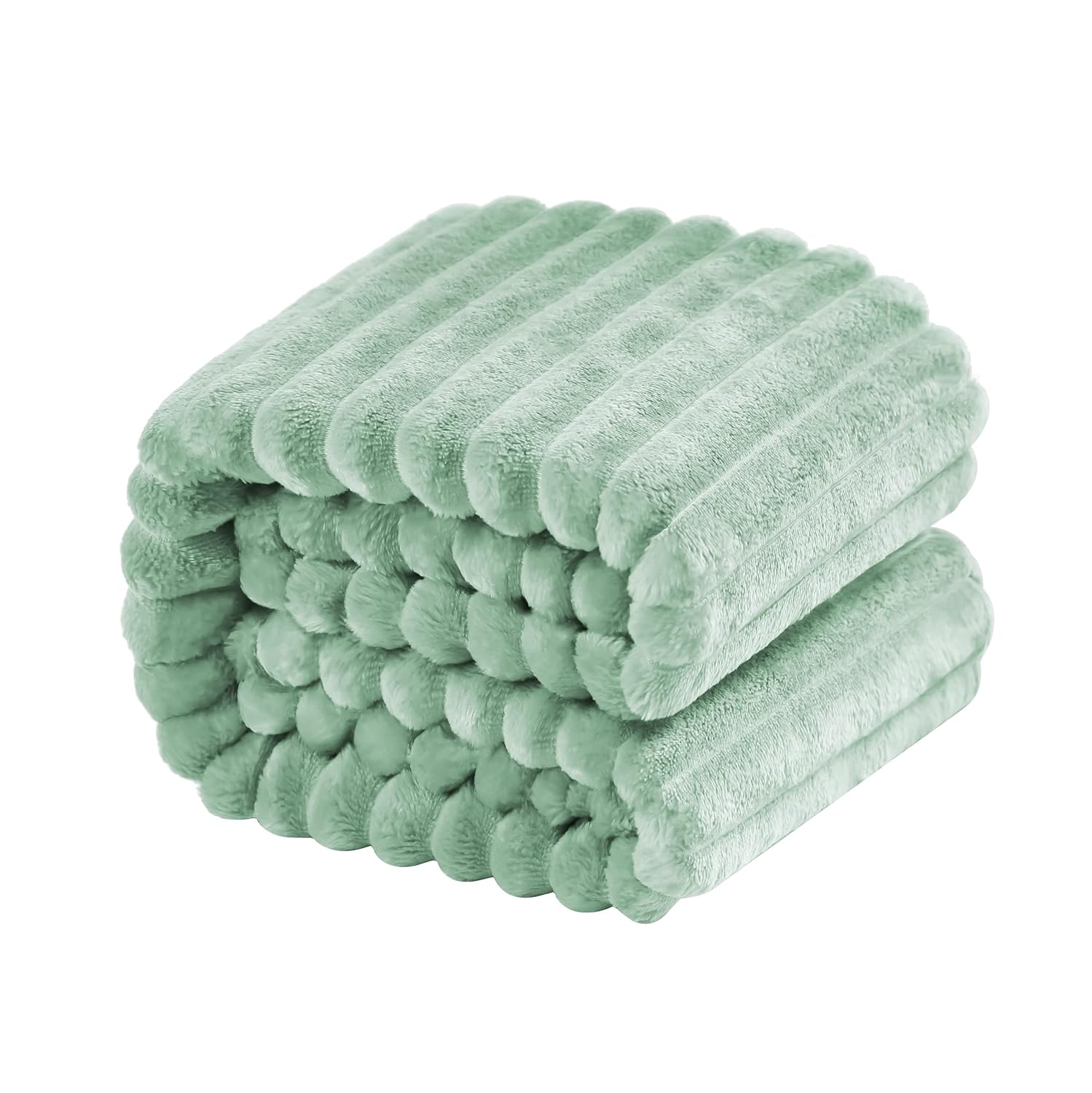 NTBAY Flannel Fuzzy Toddler Blanket - Reversible Stripes 30x40 Inches Mint