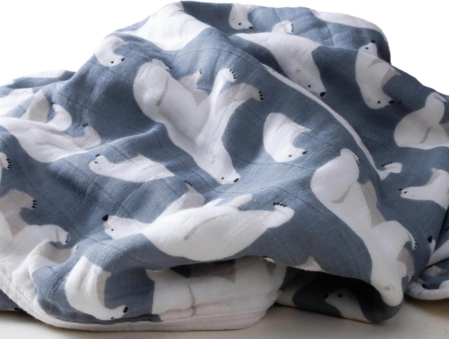 ZPECC Polar Bear Muslin Blanket 47x47 Thick Organic Cotton Toddler Blanket