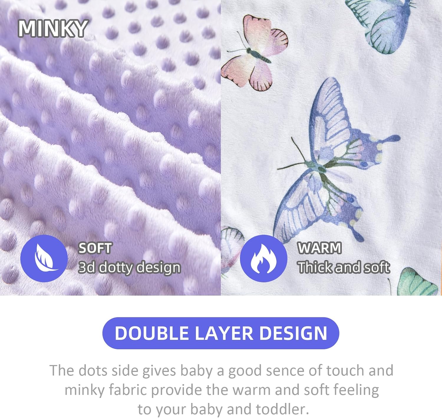 iEvolve Baby Bed Blanket Ultra Soft Double Layer Minky Sherpa Receiving Blanket