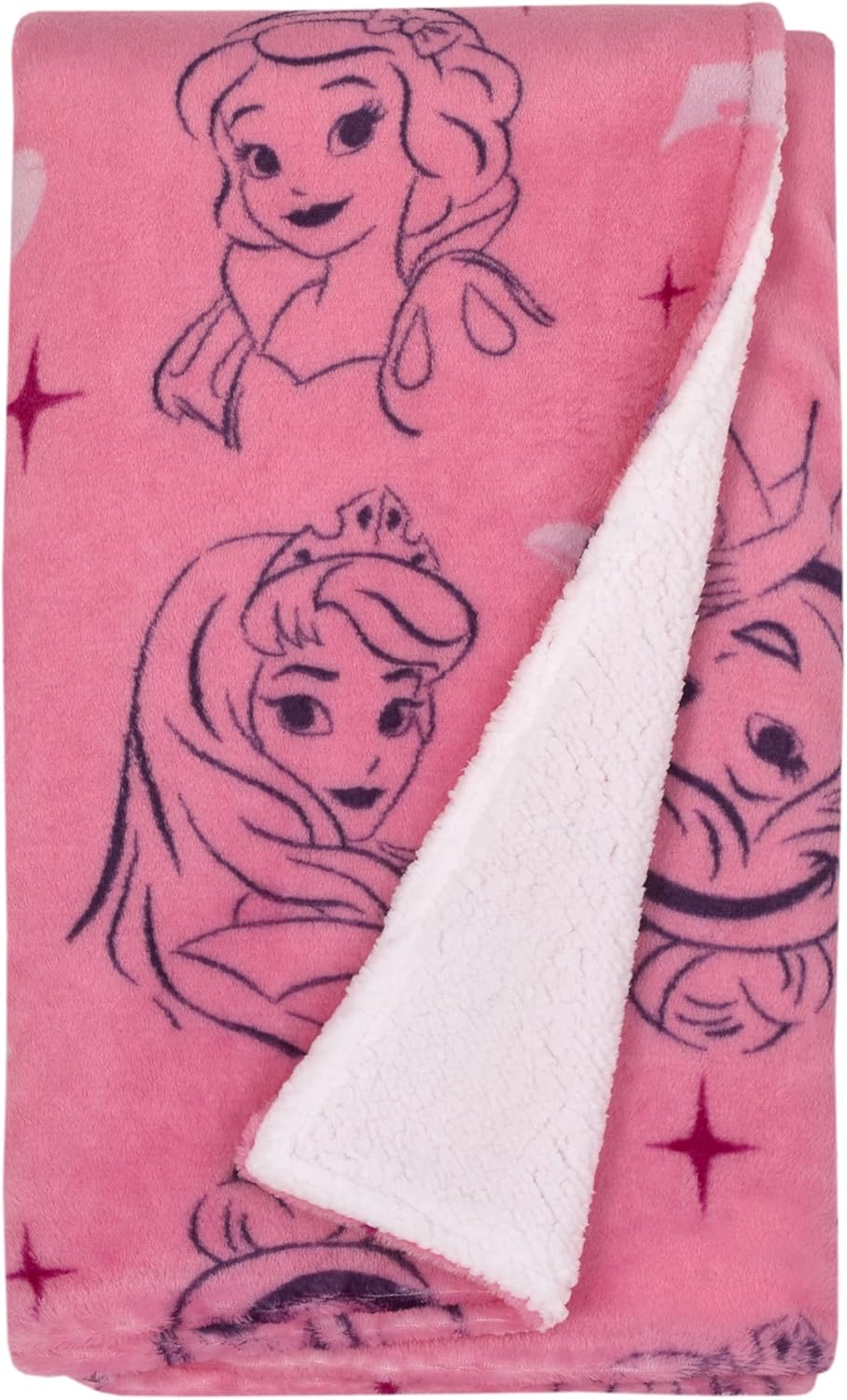 NoJo Disney Princess Pink Purple Sherpa Blanket 1