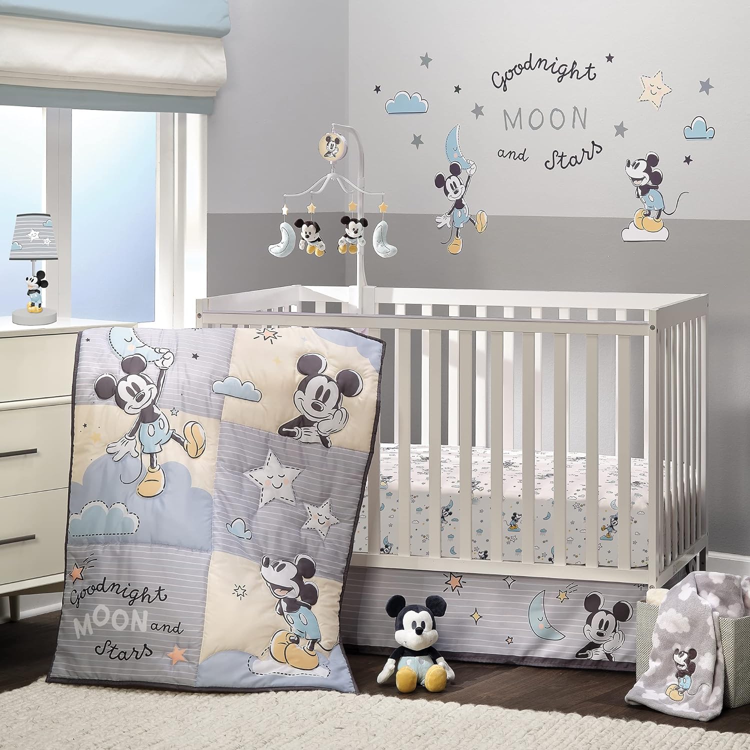 Lambs Ivy Disney Baby Moonlight Mickey Mouse Gray Soft Fleece Blanket