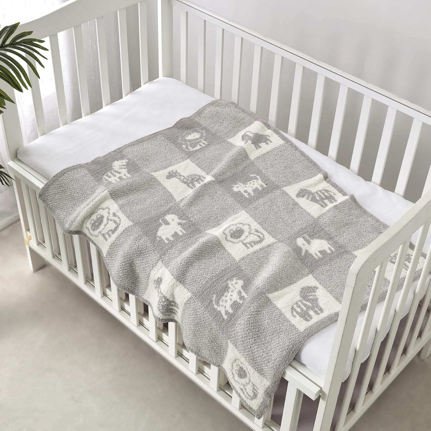 CREVENT 30X40 Chenille Baby Blanket for Baby and Pet Animal Grey 75X100cm
