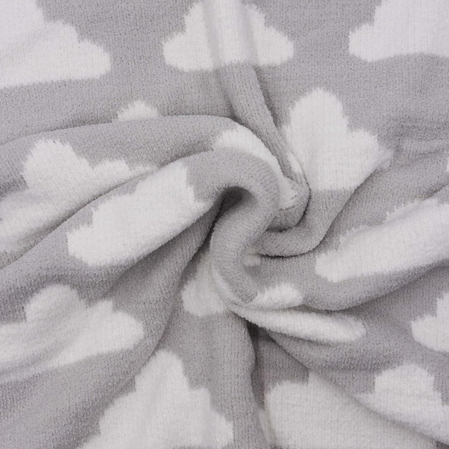 LITTLE CELEBRITY Chenille Baby Blanket 40x30 Inches Grey Clouds 1