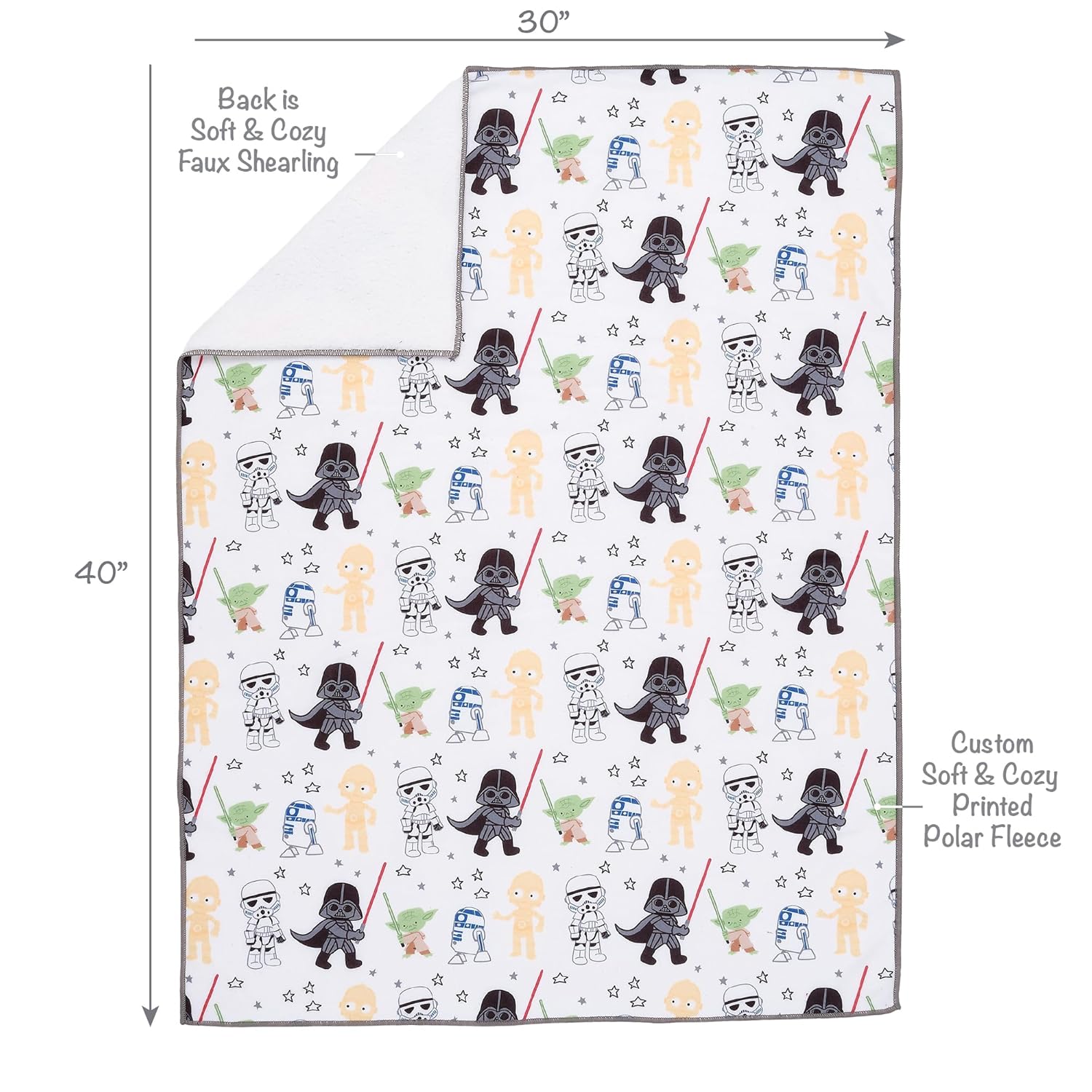 Lambs Ivy Star Wars Fleece Baby Blanket with Yoda and Darth Vader