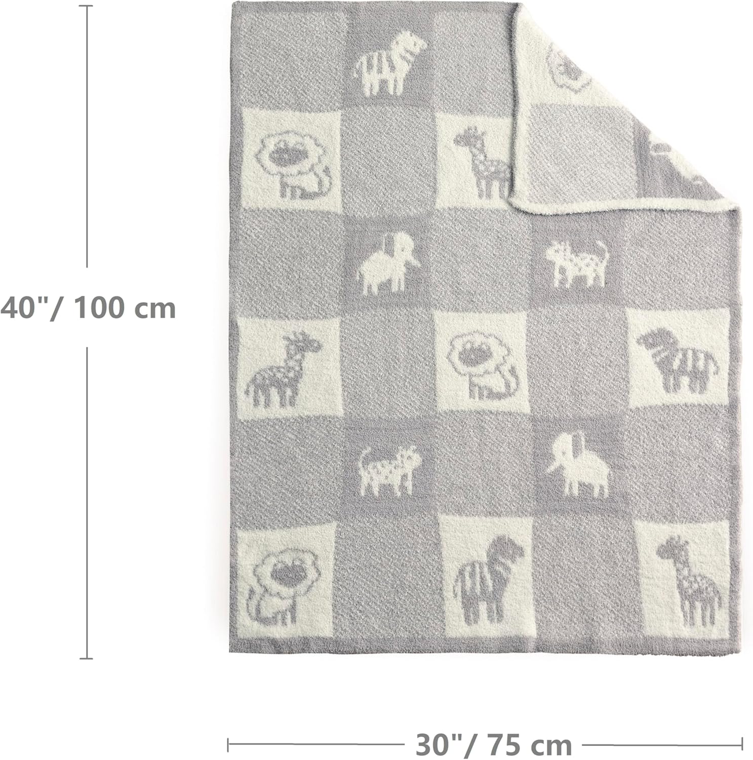 CREVENT 30X40 Chenille Baby Blanket for Baby and Pet Animal Grey 75X100cm