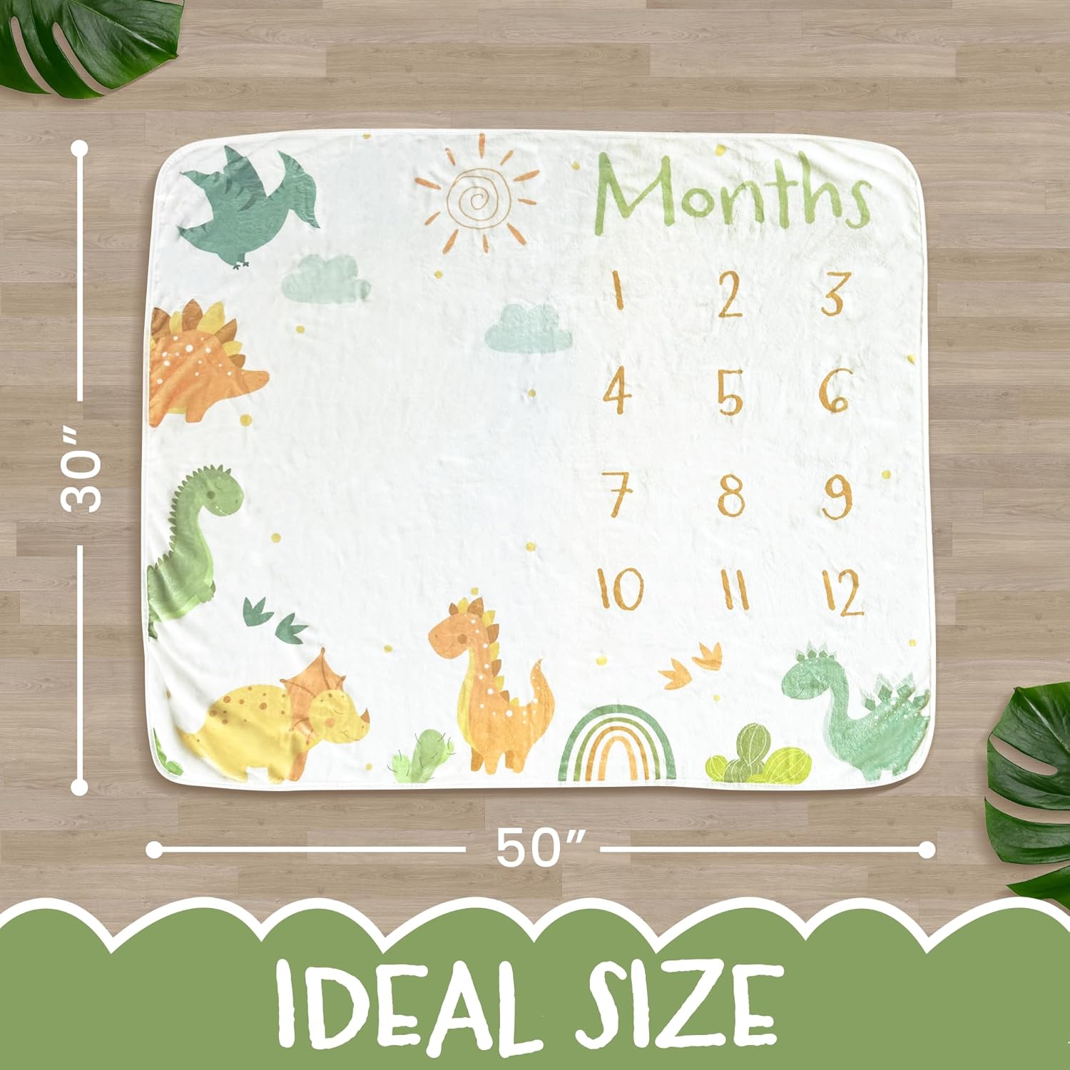 ESCSAR Baby Monthly Milestone Blanket Unisex Dinosaur 50x30 1