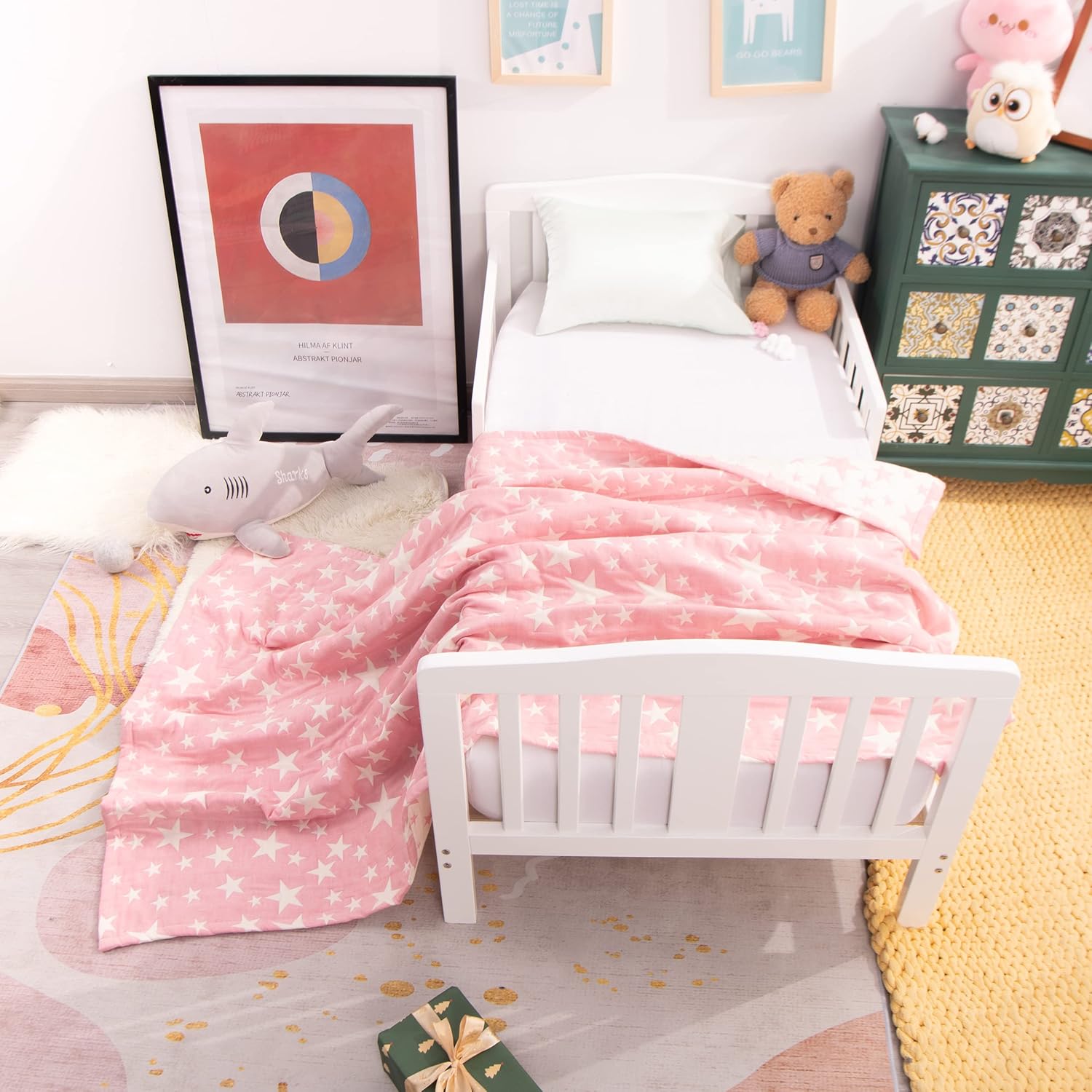 NTBAY 3 Layer Muslin Blanket 45x60 Inches Reversible Crib Blanket for Baby