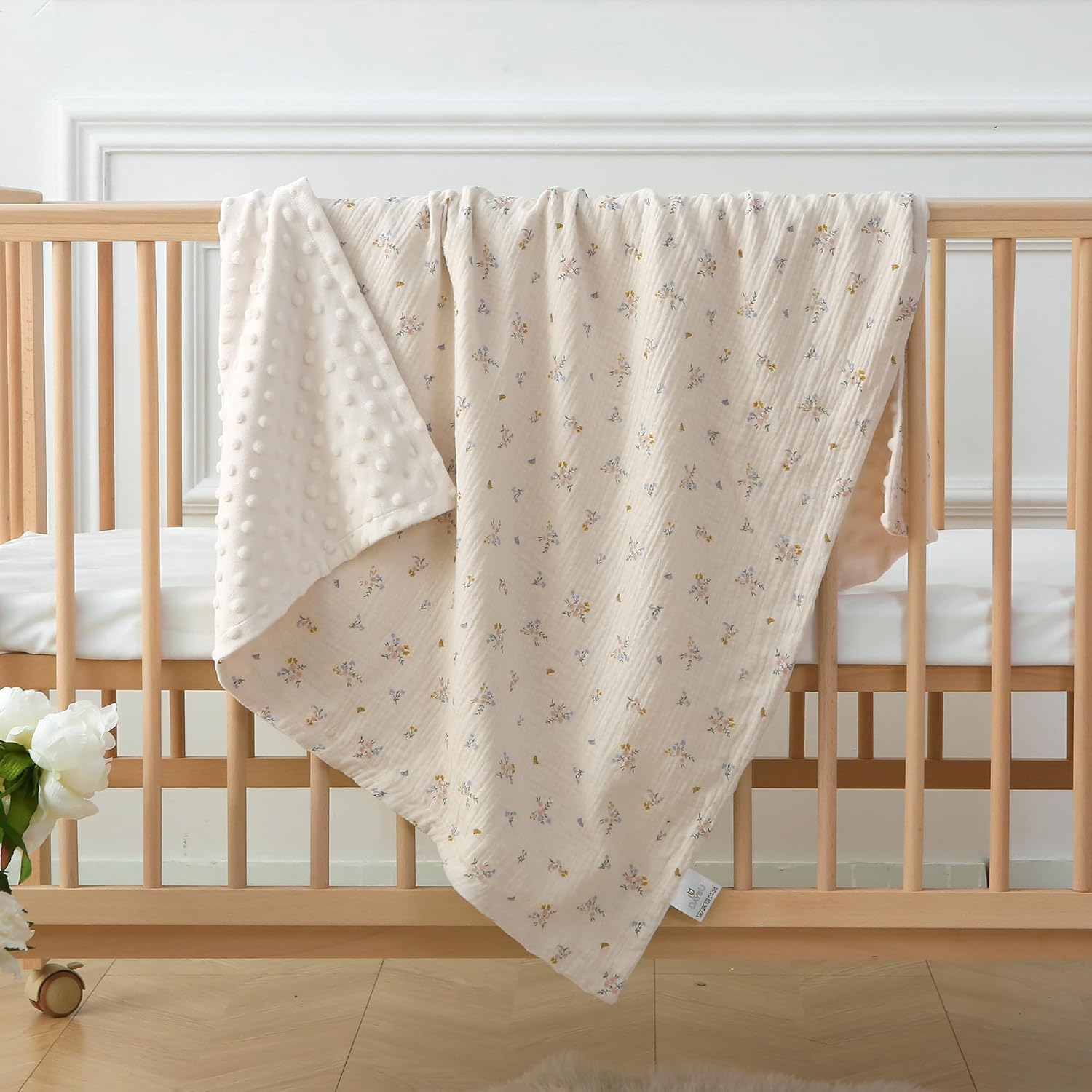 DaysU Super Soft Reversible Baby Blanket with Floral Design