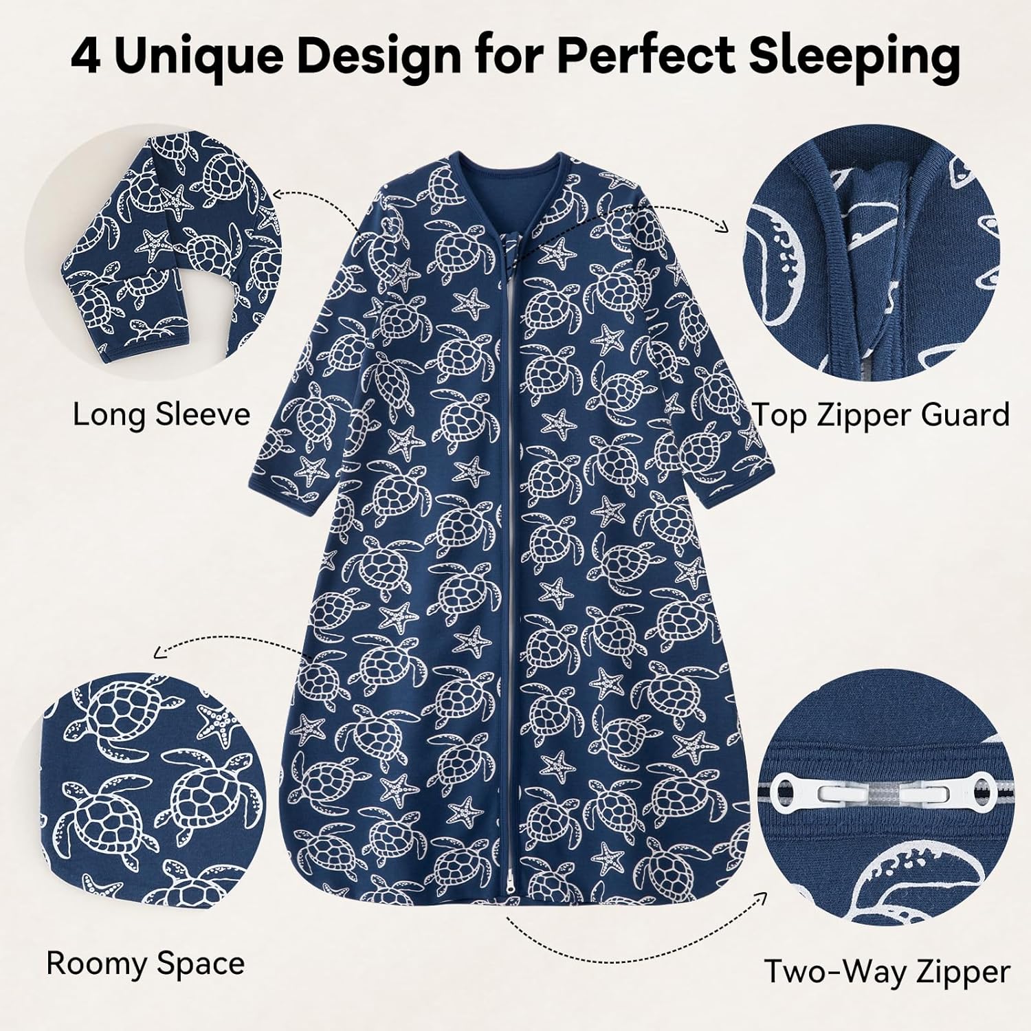 Unnivoll Baby Sleep Sack 0-6 Months 2 Pack Blue Turtle