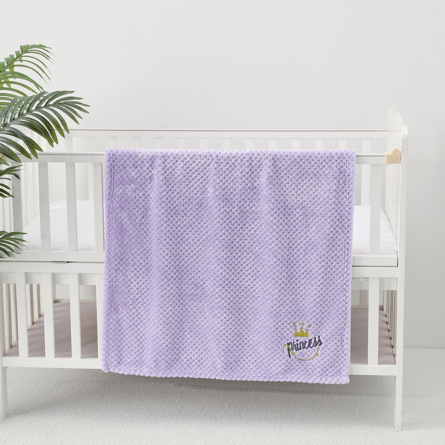CREVENT 30X40 Fluffy Warm Baby Blanket for Girls - Purple Crown