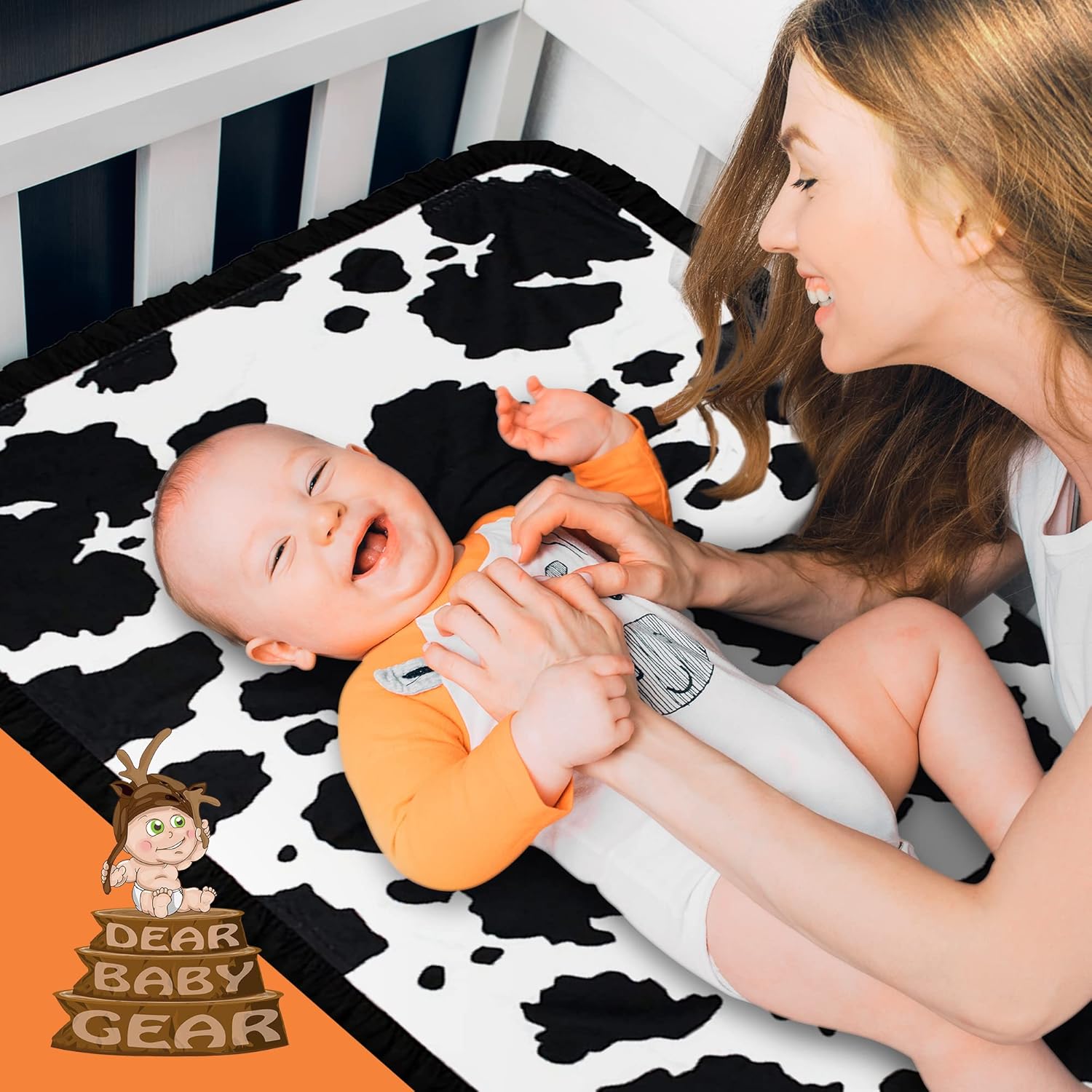 Dear Baby Gear Reversible Baby Blanket - Soft Cozy for Newborn Toddler