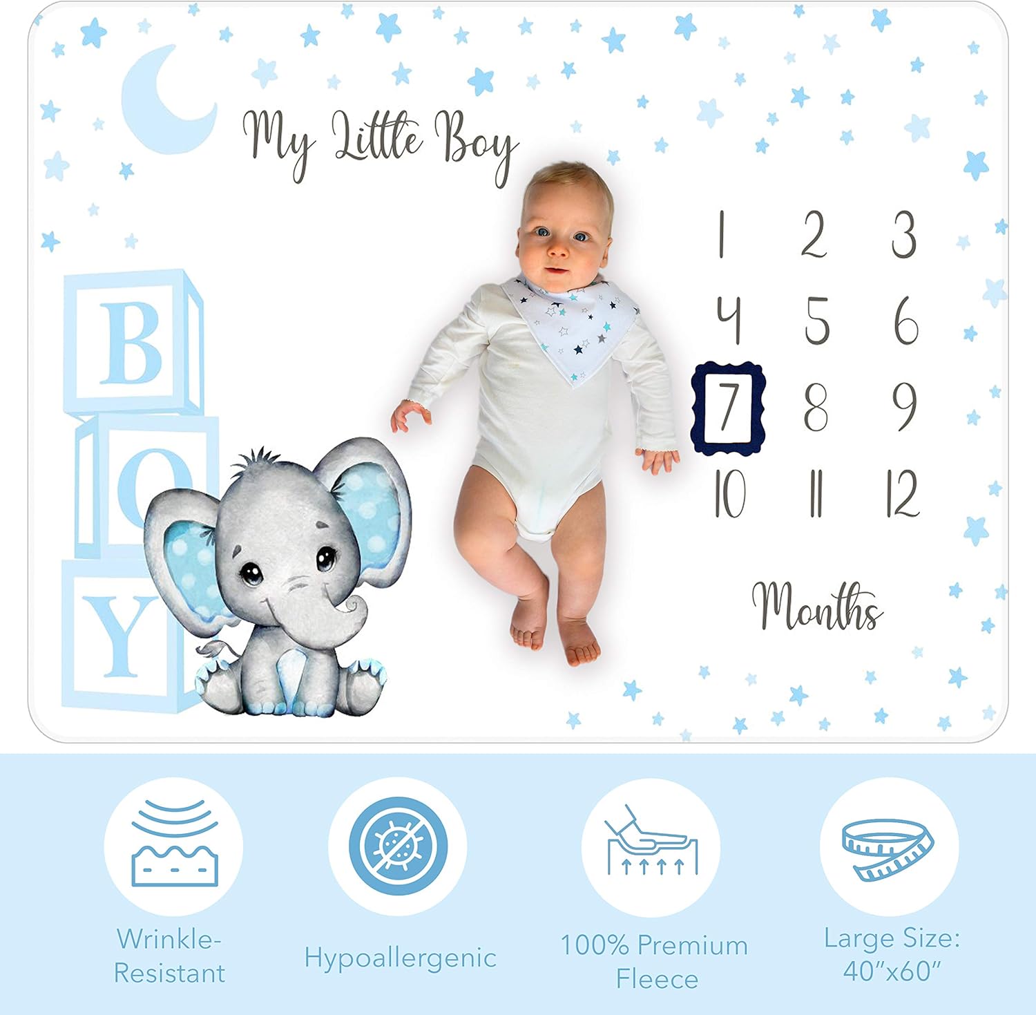 Amity Baby Monthly Milestone Blanket for Boy 1
