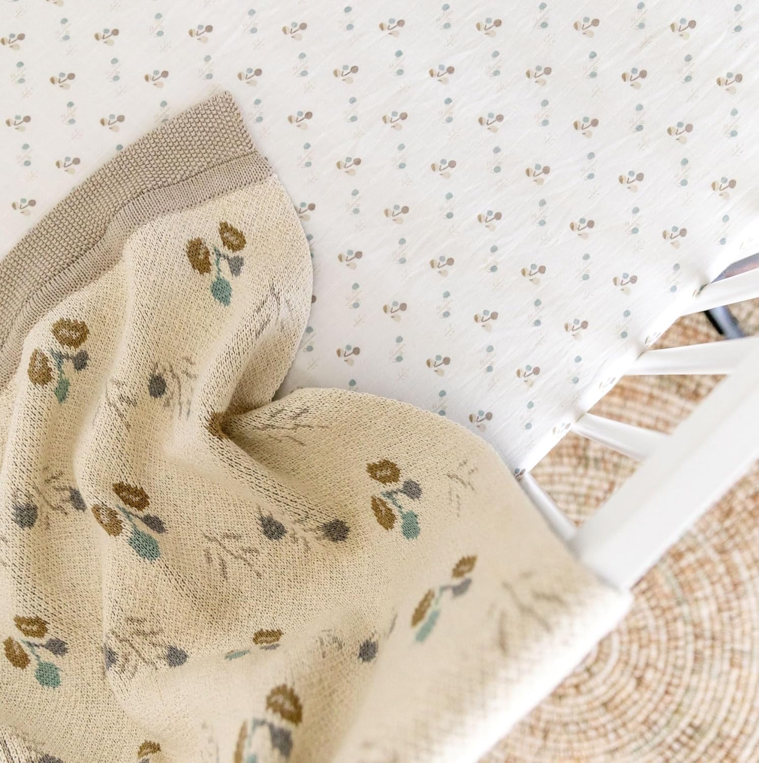 Crane Baby Organic Cotton Poppy Pattern Blanket