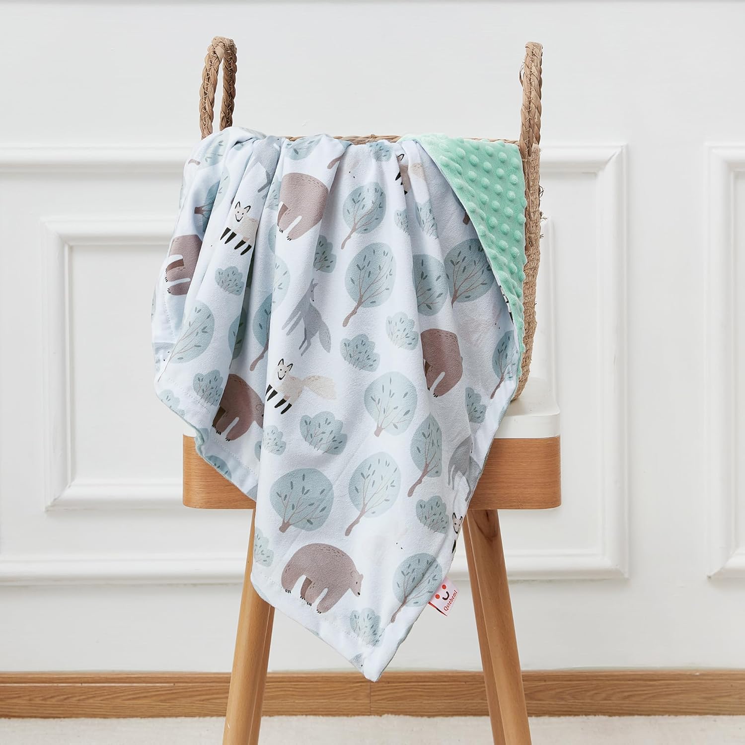 QSTEHEML Baby Blanket Bear 30x40 Inch Soft Minky Double Layer