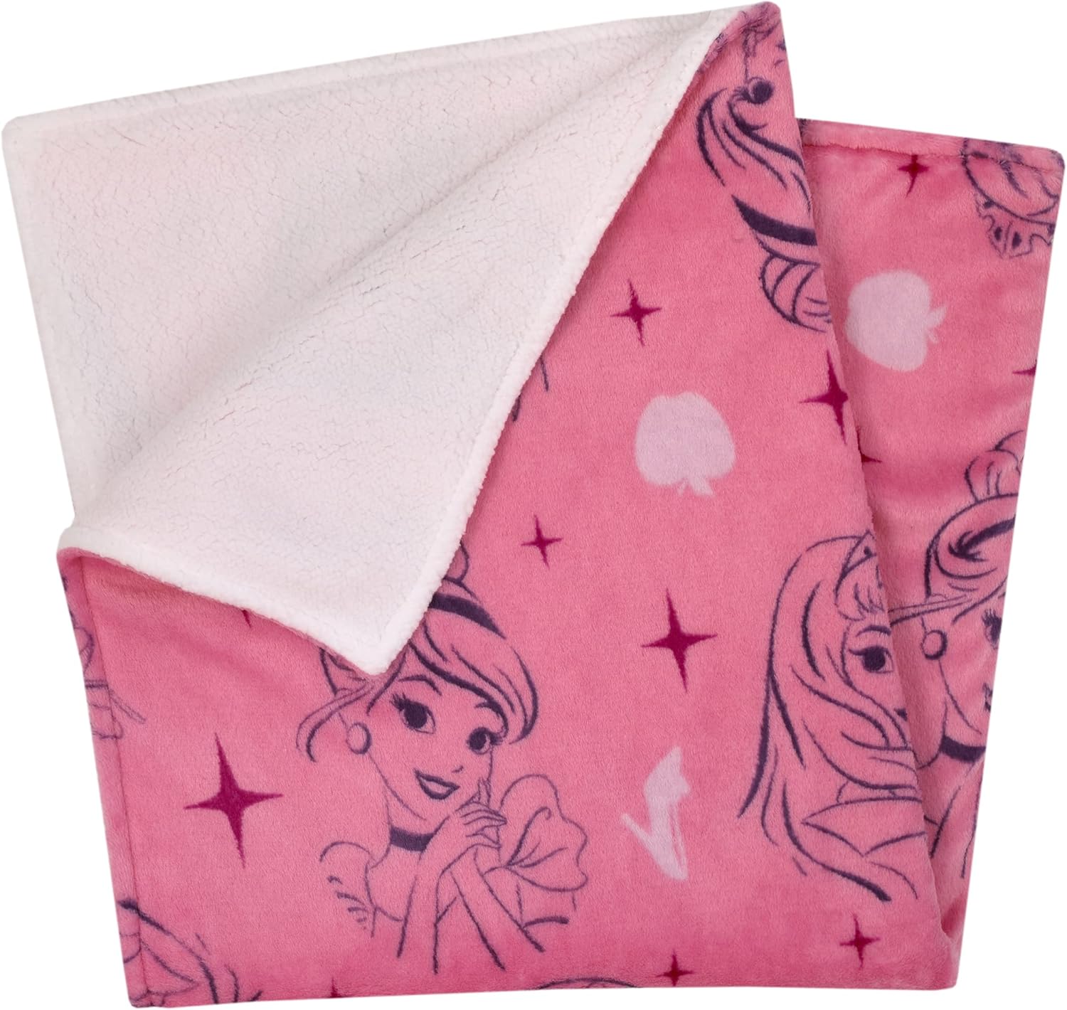 NoJo Disney Princess Pink Purple Sherpa Blanket 1