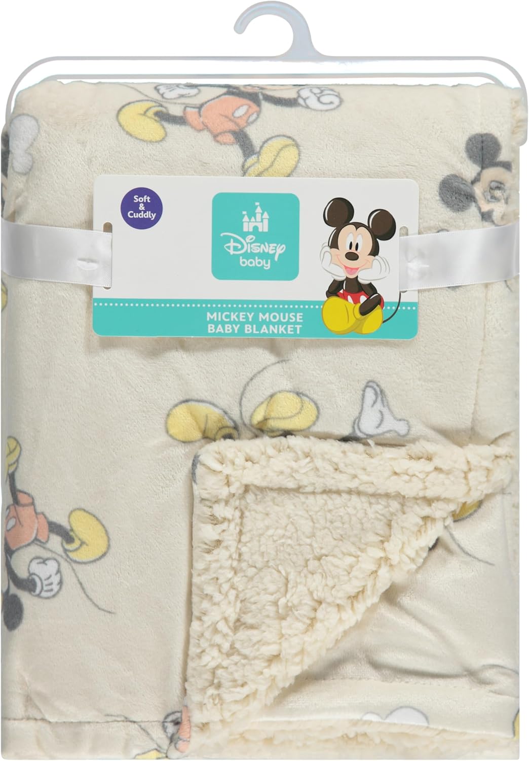 Disney Character Fuzzy Double Sided Baby Blanket with Mink and Sherpa