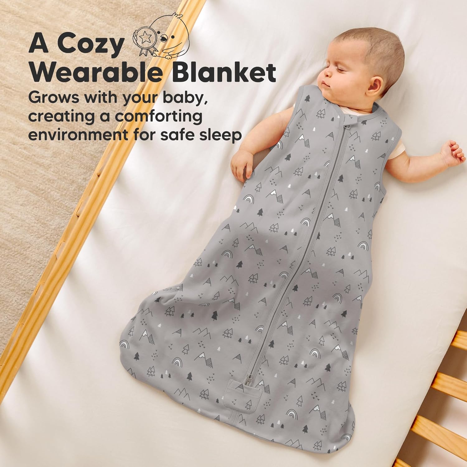 KeaBabies 2-Pack Zipper Sleep Sacks - 05TOG Organic Cotton Woodland Design